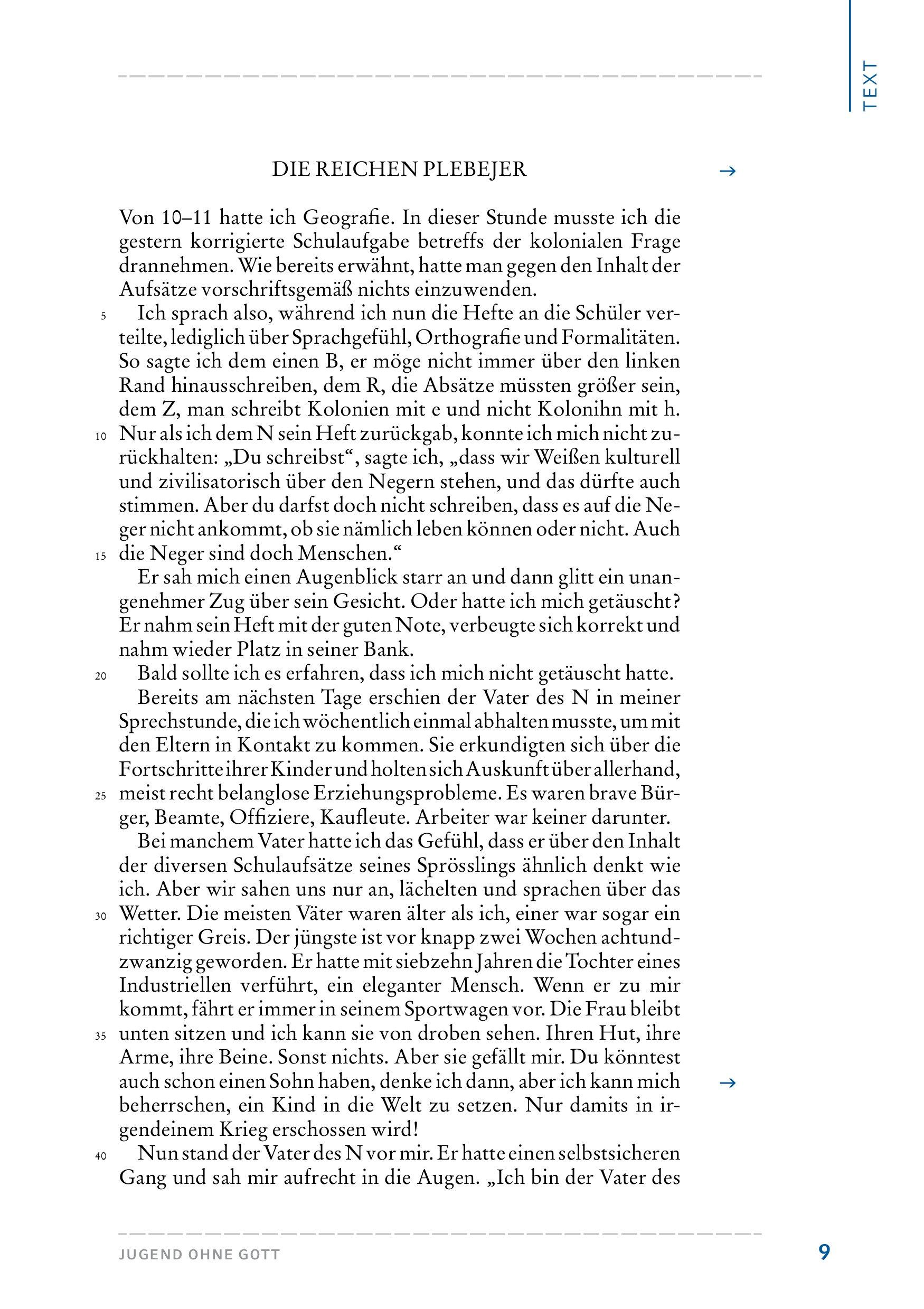 Beispielinhalt (Bild) Jugend ohne Gott (Textausgabe)