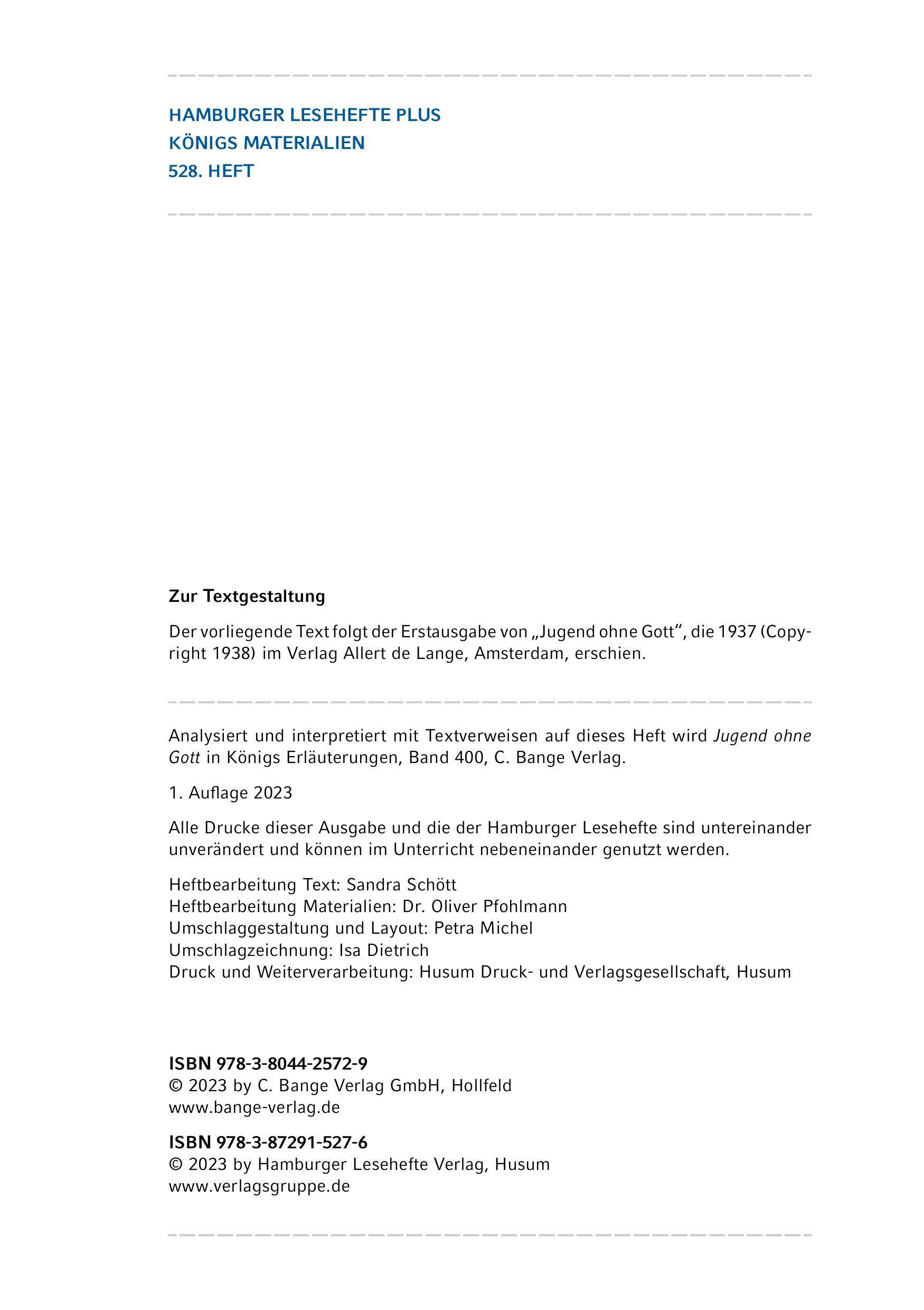 Beispielinhalt (Bild) Jugend ohne Gott (Textausgabe)