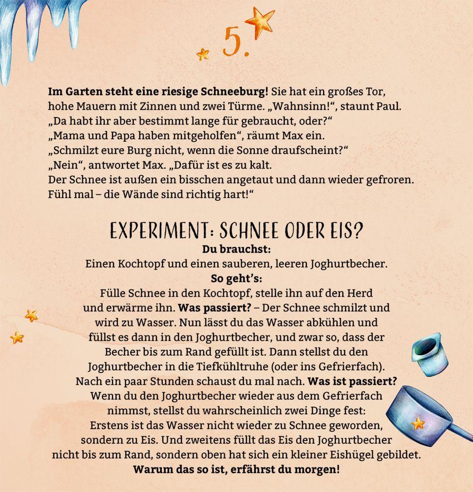 Beispielinhalt (Bild) Zettel-Adventskalender - Aufregende Winterferien in den Bergen