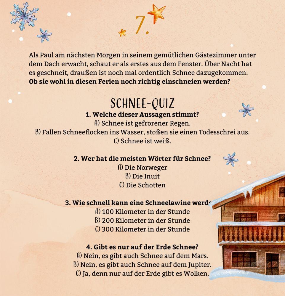 Beispielinhalt (Bild) Zettel-Adventskalender - Aufregende Winterferien in den Bergen