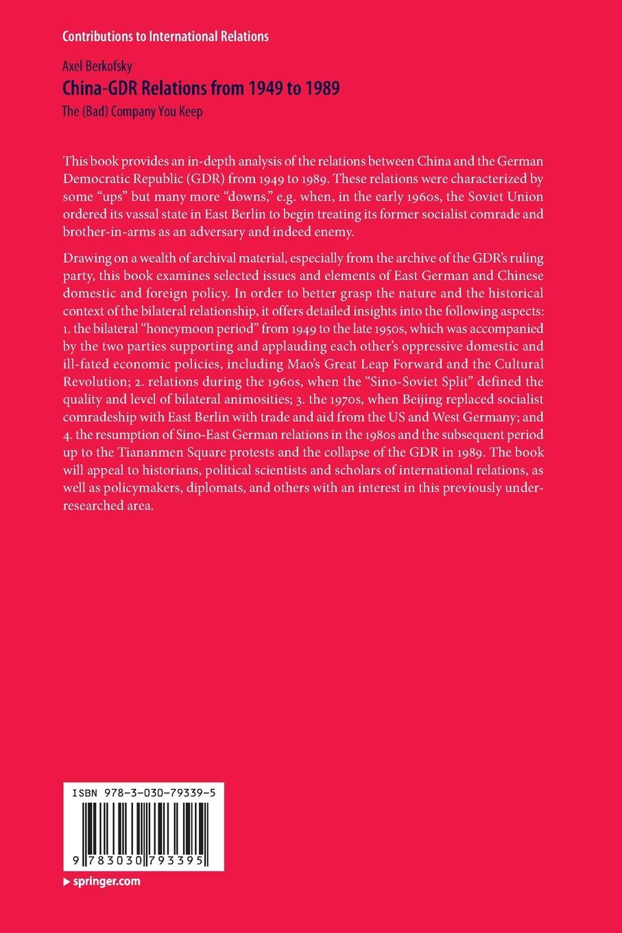 Rückseitencover China-GDR Relations from 1949 to 1989