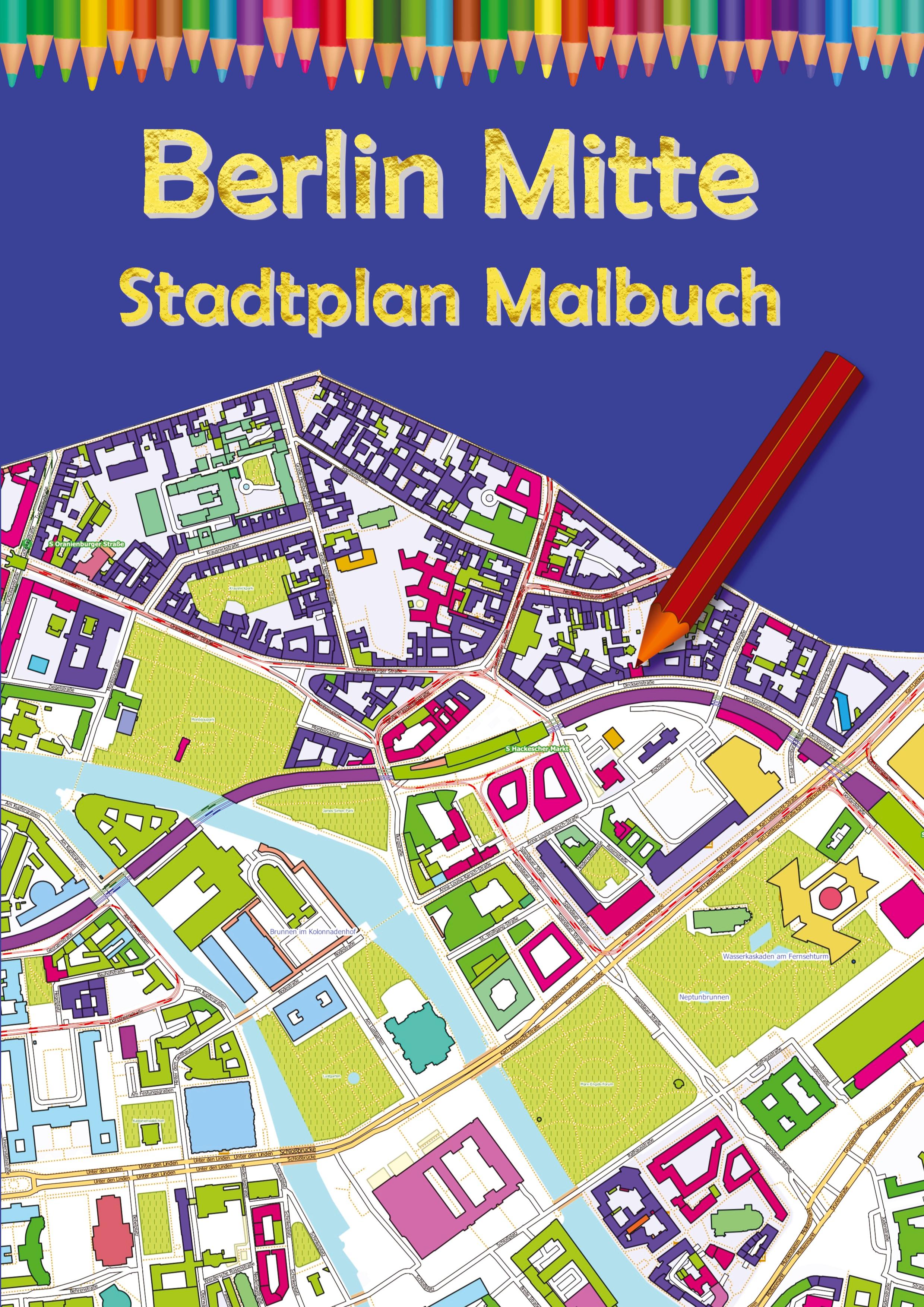 Vorderes Coverbild Berlin Mitte Stadtplan Malbuch