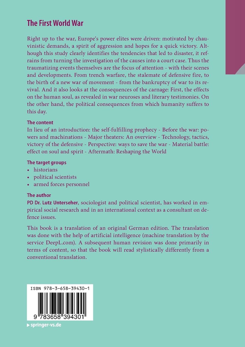 Rückseitencover The First World War