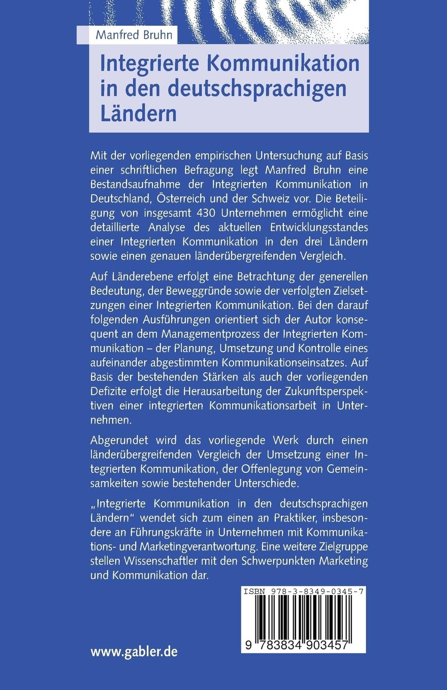 Rückseitencover Integrierte Kommunikation in den deutschsprachigen Ländern