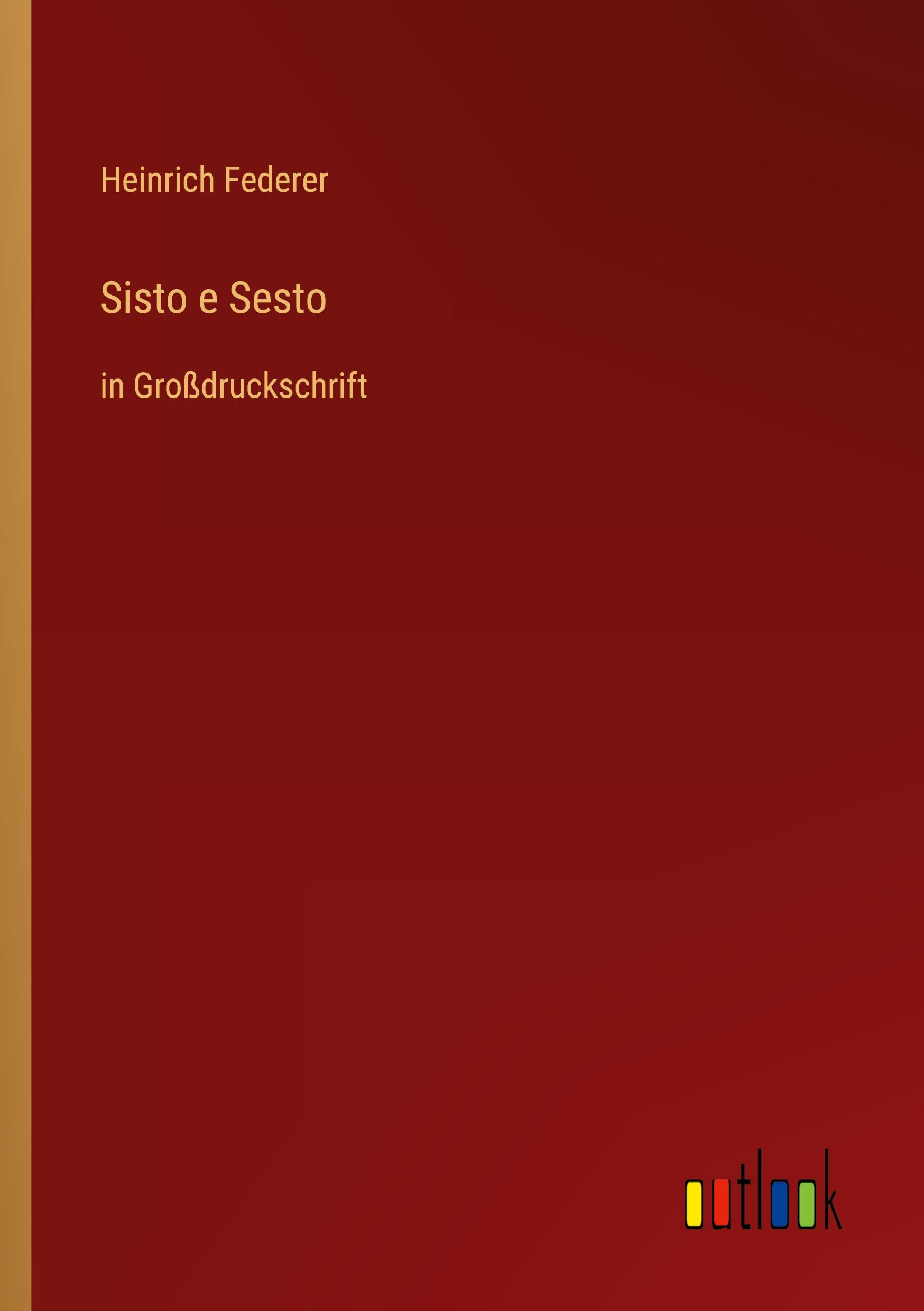 Vorderes Coverbild Sisto e Sesto