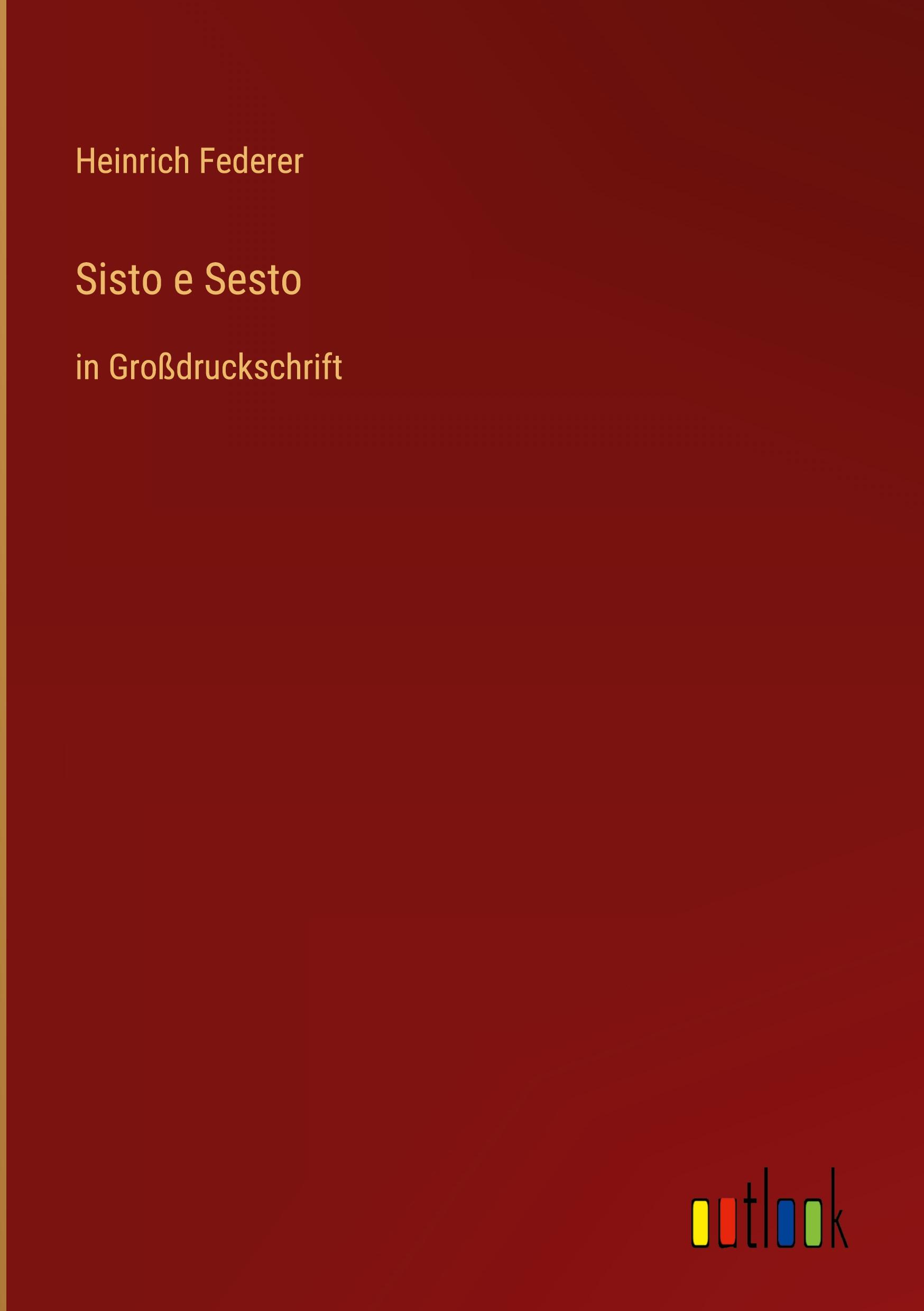 Vorderes Coverbild Sisto e Sesto