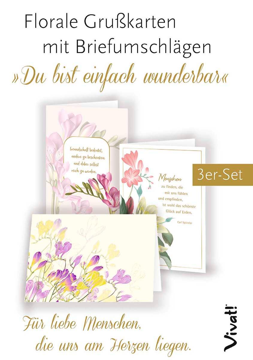 Vorderes Coverbild 3er-Set Grußkarten »Du bist einfach wunderbar«