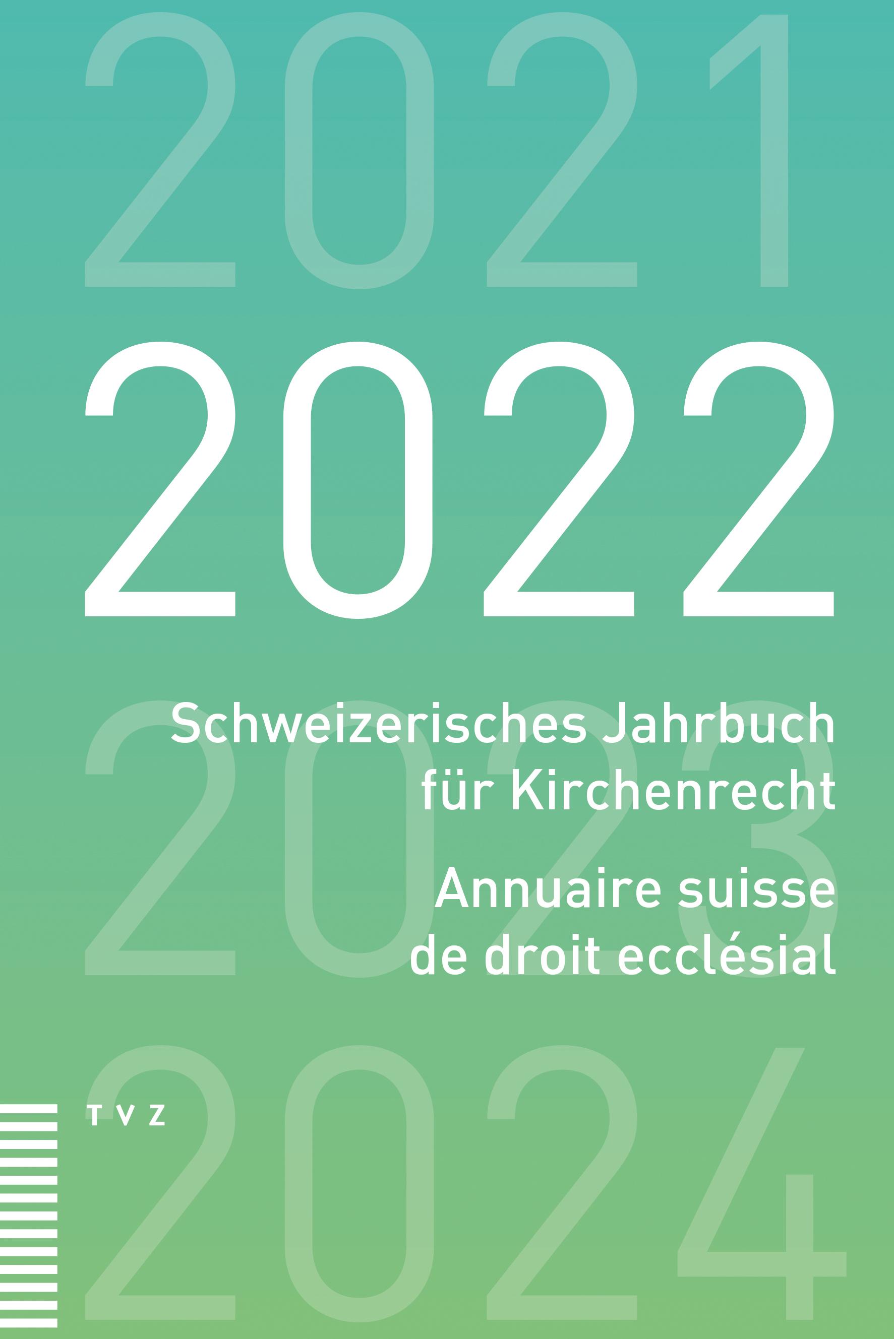 Vorderes Coverbild Schweizerisches Jahrbuch für Kirchenrecht / Annuaire suisse de droit ecclésial 2022