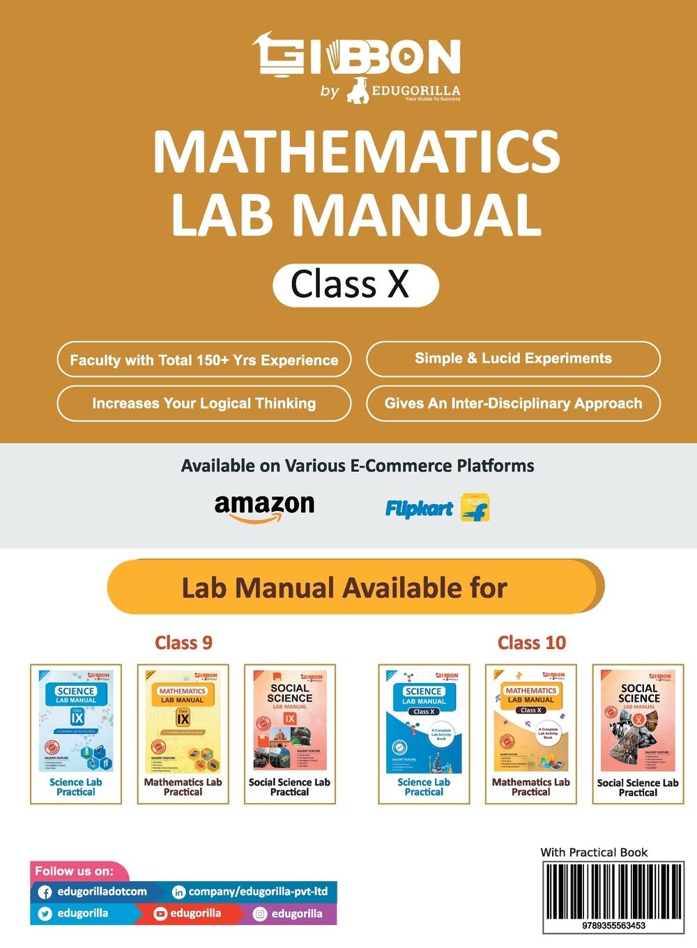 Rückseitencover Mathematics Lab Manual Class X | According to the latest CBSE syllabus and other State Boards following the CBSE curriculum