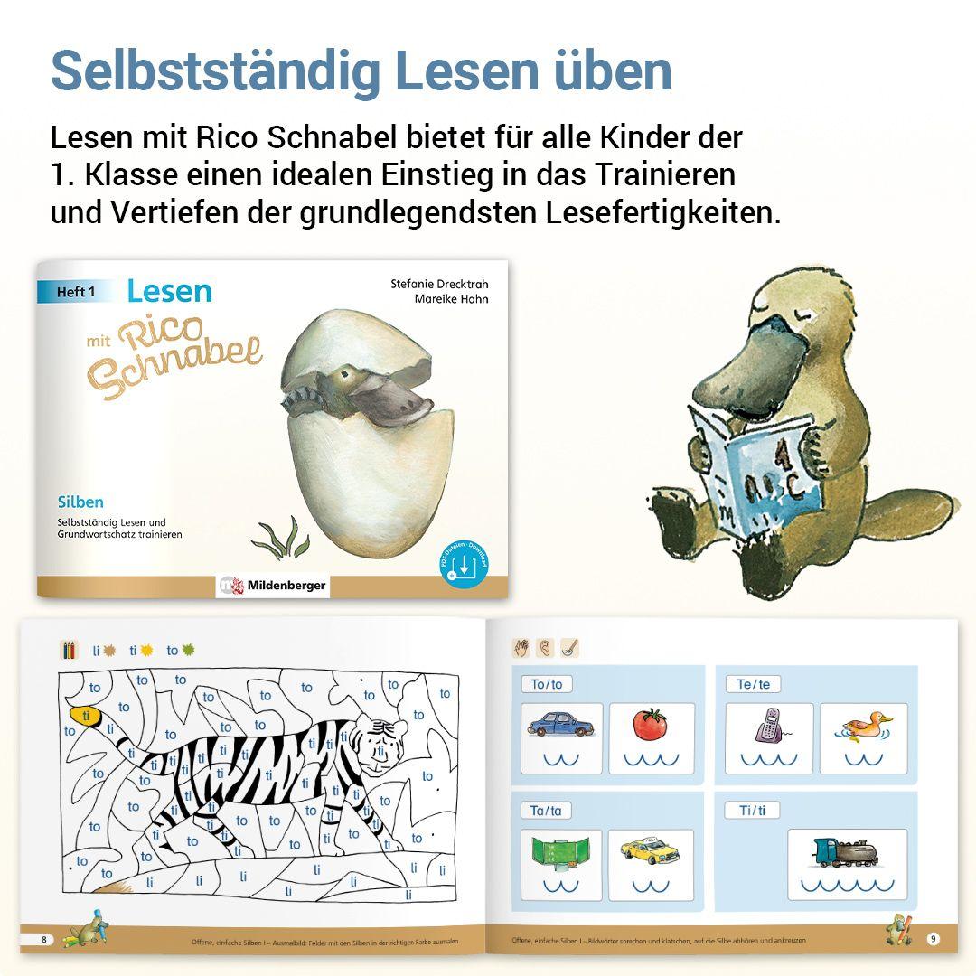 Beispielinhalt (Bild) Lesen mit Rico Schnabel, Heft 1: Silben