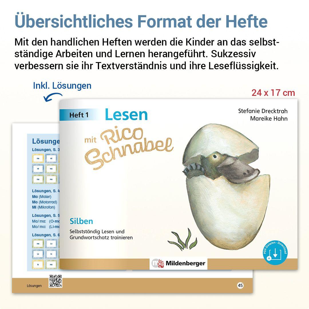 Beispielinhalt (Bild) Lesen mit Rico Schnabel, Heft 1: Silben