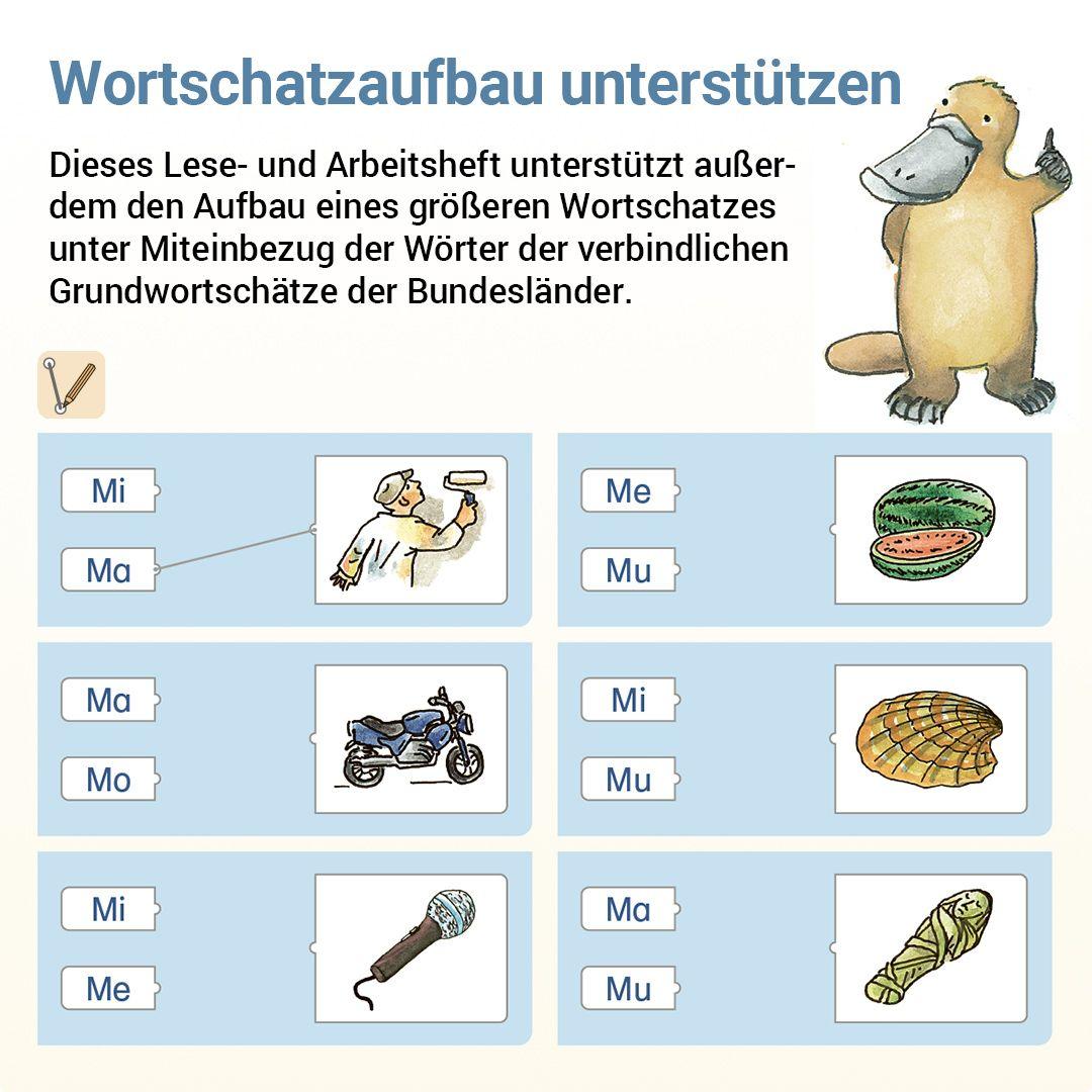 Beispielinhalt (Bild) Lesen mit Rico Schnabel, Heft 1: Silben