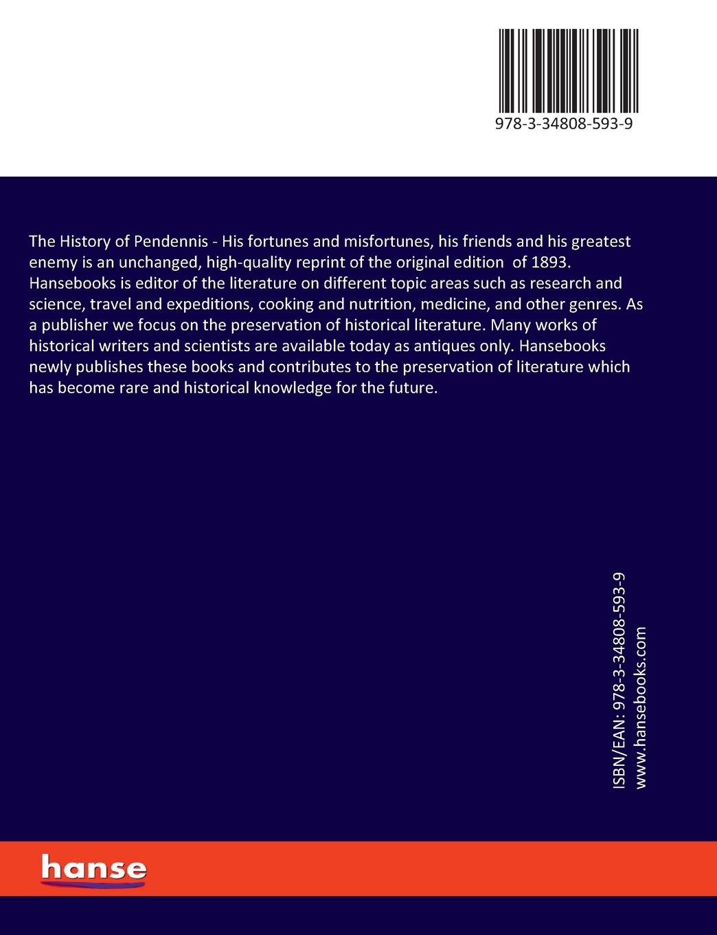 Rückseitencover The History of Pendennis