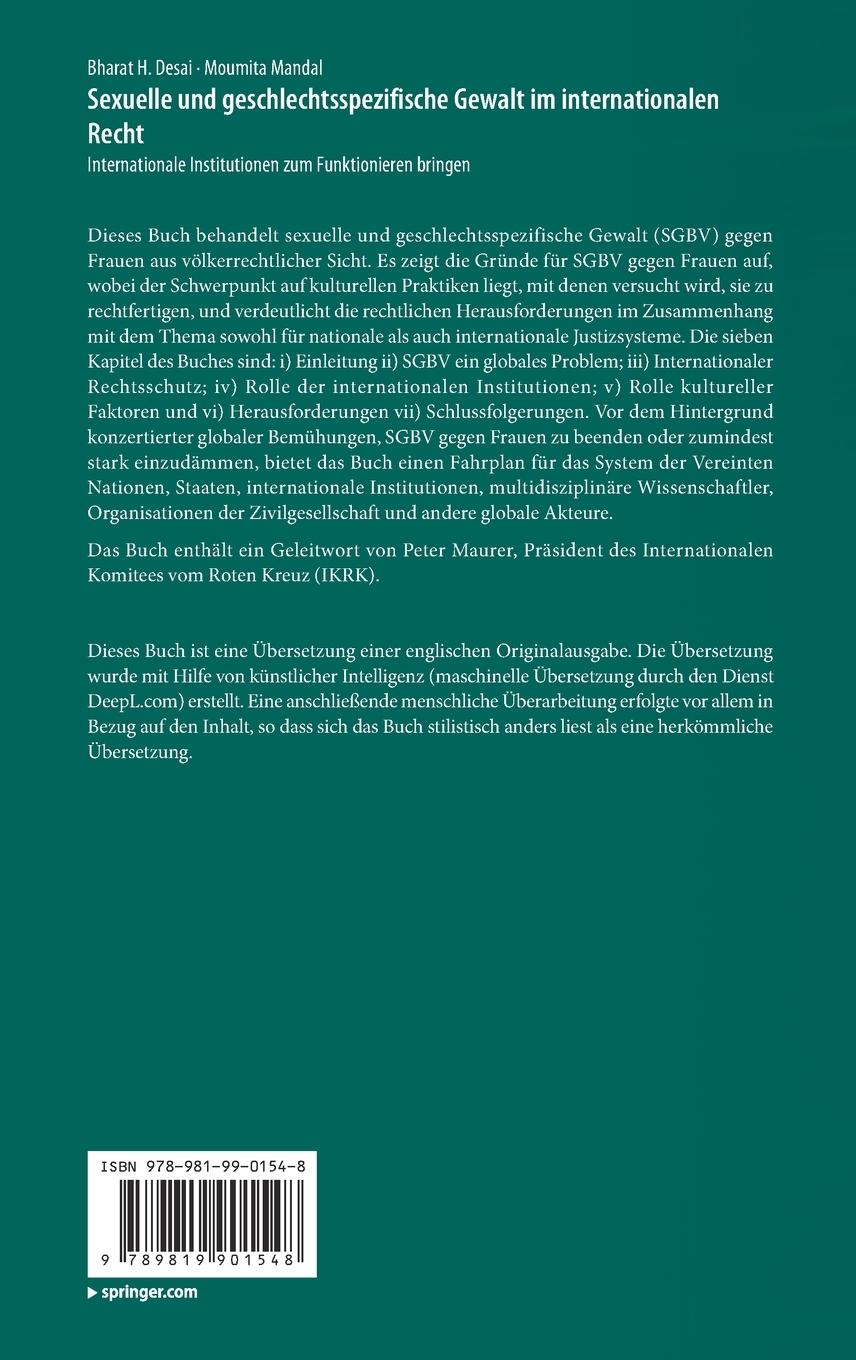 Rückseitencover Sexuelle und geschlechtsspezifische Gewalt im internationalen Recht