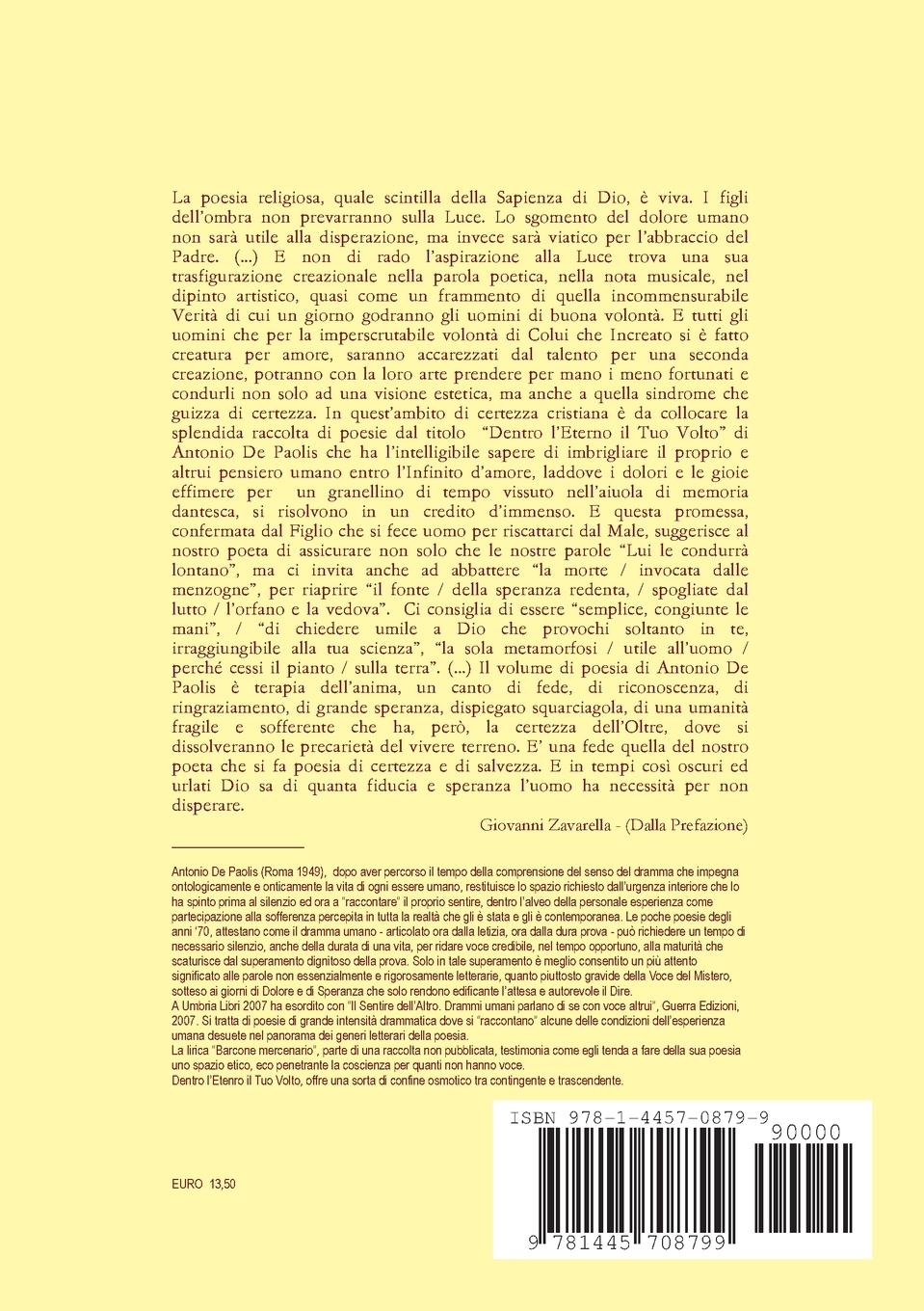 Rückseitencover Dentro l'Eterno il Tuo Volto