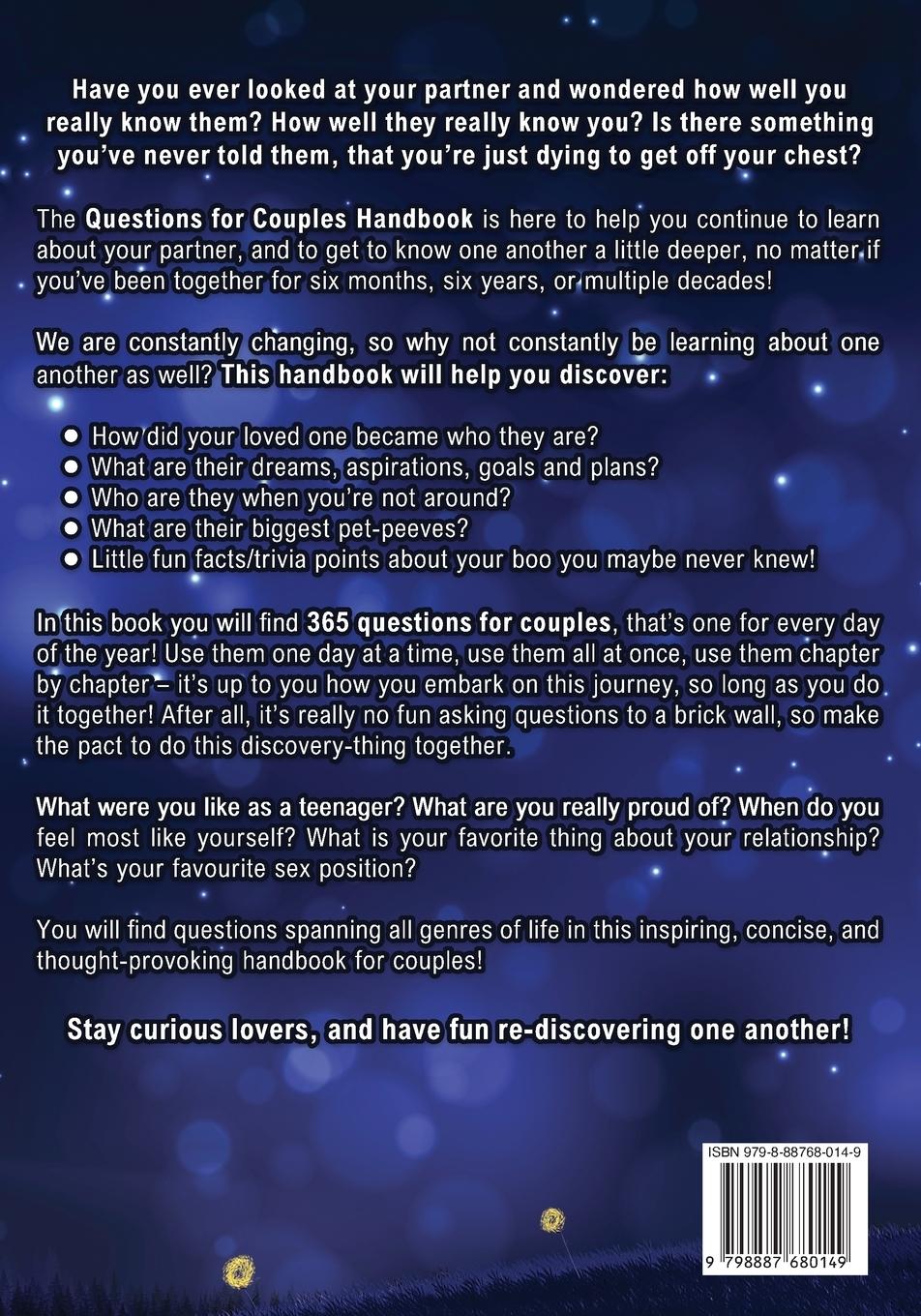 Rückseitencover Questions for Couples Journal with Prompts