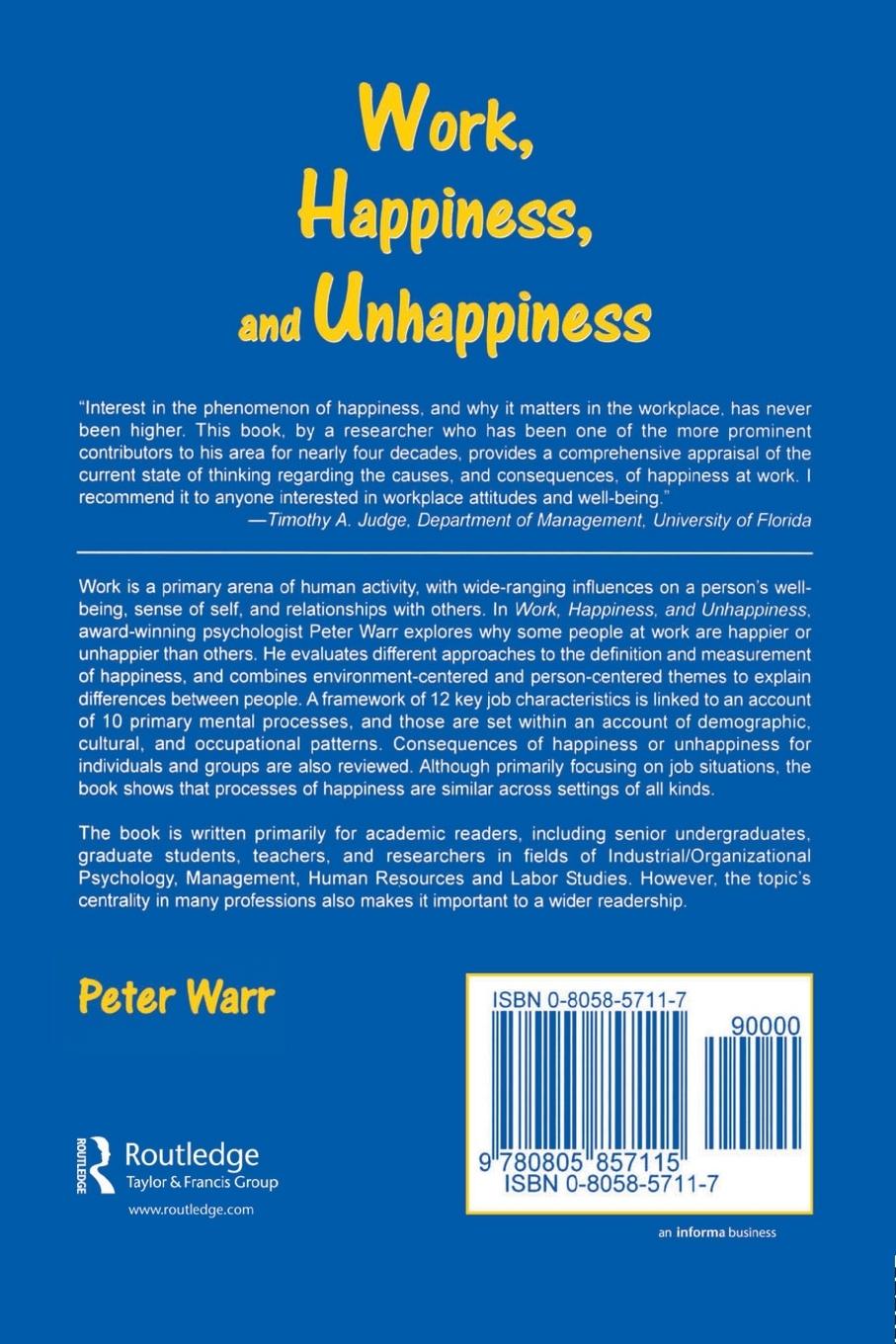Rückseitencover Work, Happiness, and Unhappiness
