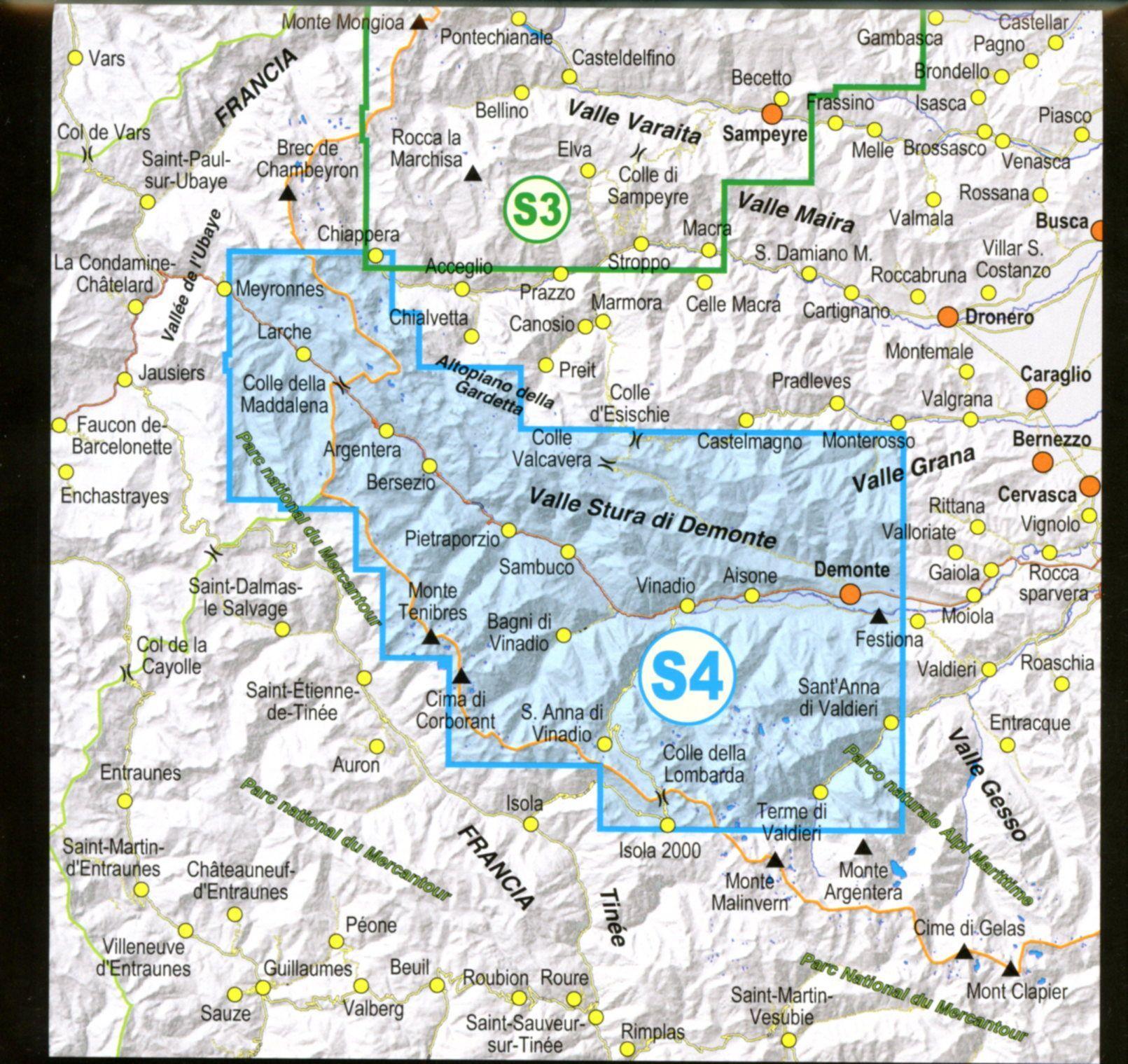 Beispielinhalt (Bild) Sci alpinismo in Valle Po e Val Varaita. Cartoguida scala 1:25.000-Sky mountaineering map guide 1:25,000 scale