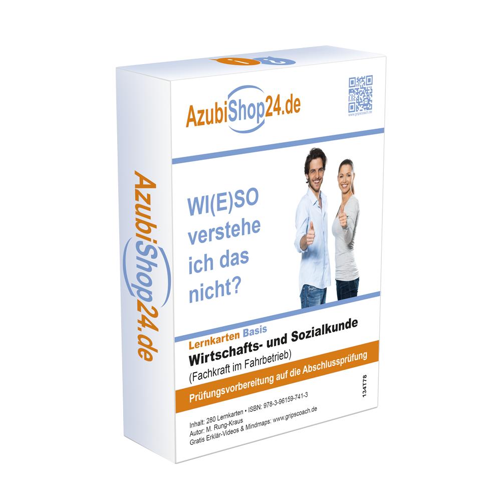 Vorderes Coverbild AzubiShop24.de Lernkarten Wirtschafts- und Sozialkunde Fachkraft im Fahrbetrieb Prüfungsvorbereitung Wiso Prüfung