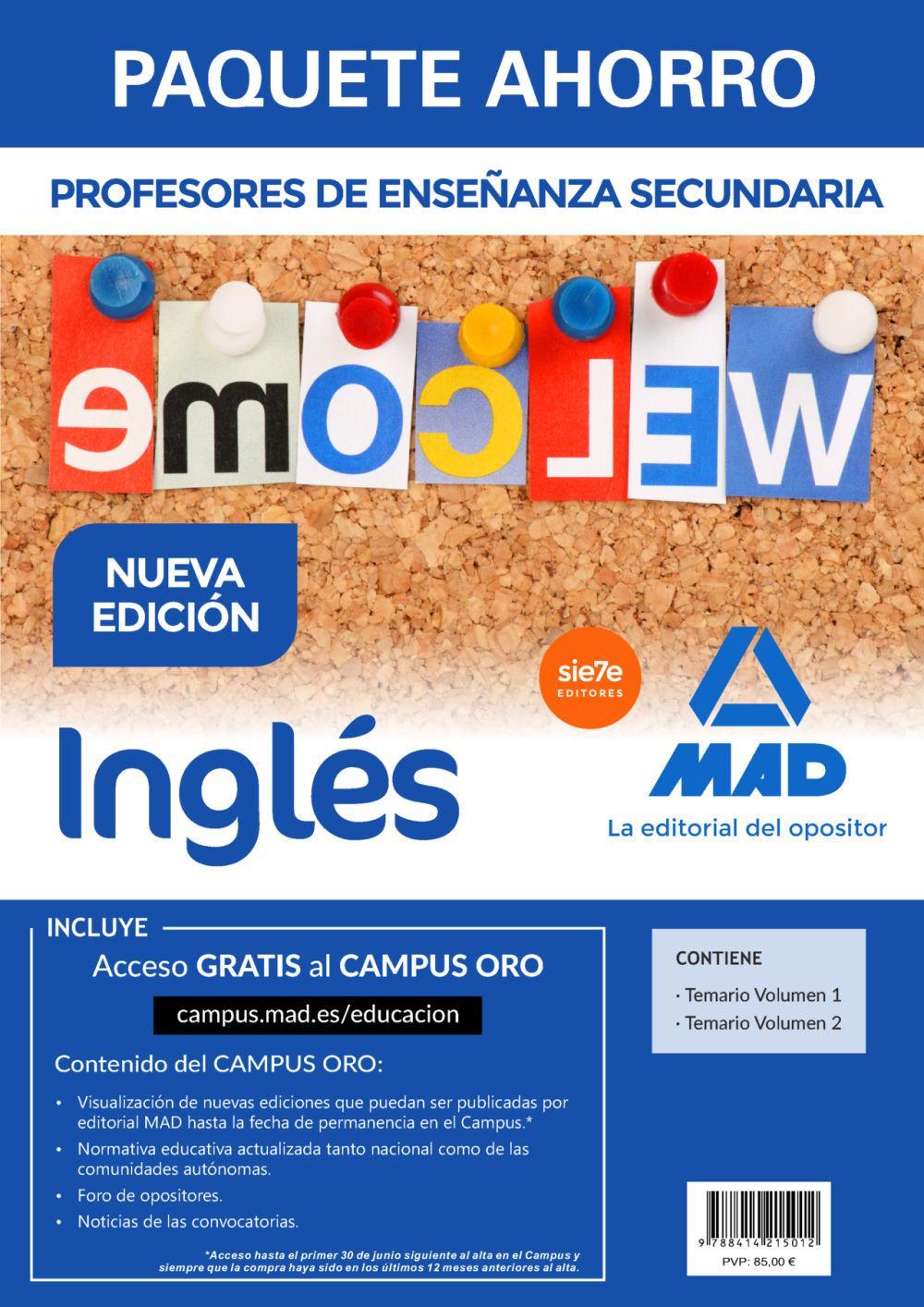 Vorderes Coverbild Inglés : Profesores de Enseñanza Secundaria. Temarios