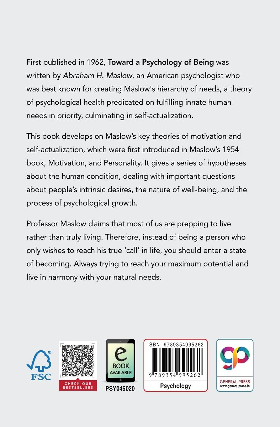 Rückseitencover Toward a Psychology of Being (General Press)