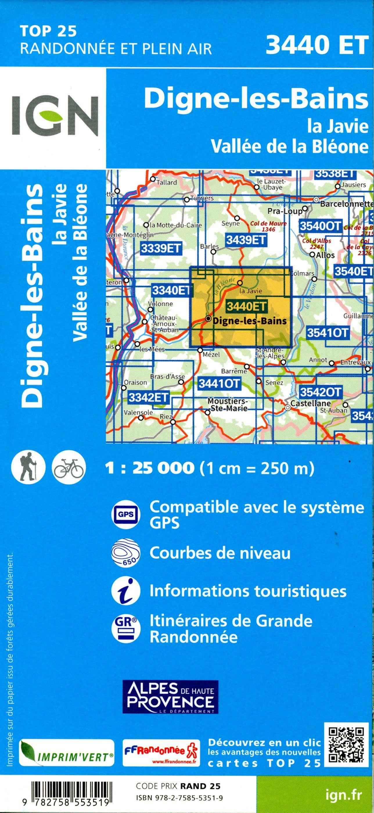 Beispielinhalt (Bild) Digne-les-Bains  - La Javie - Vallée de la Bléone 1:25 000