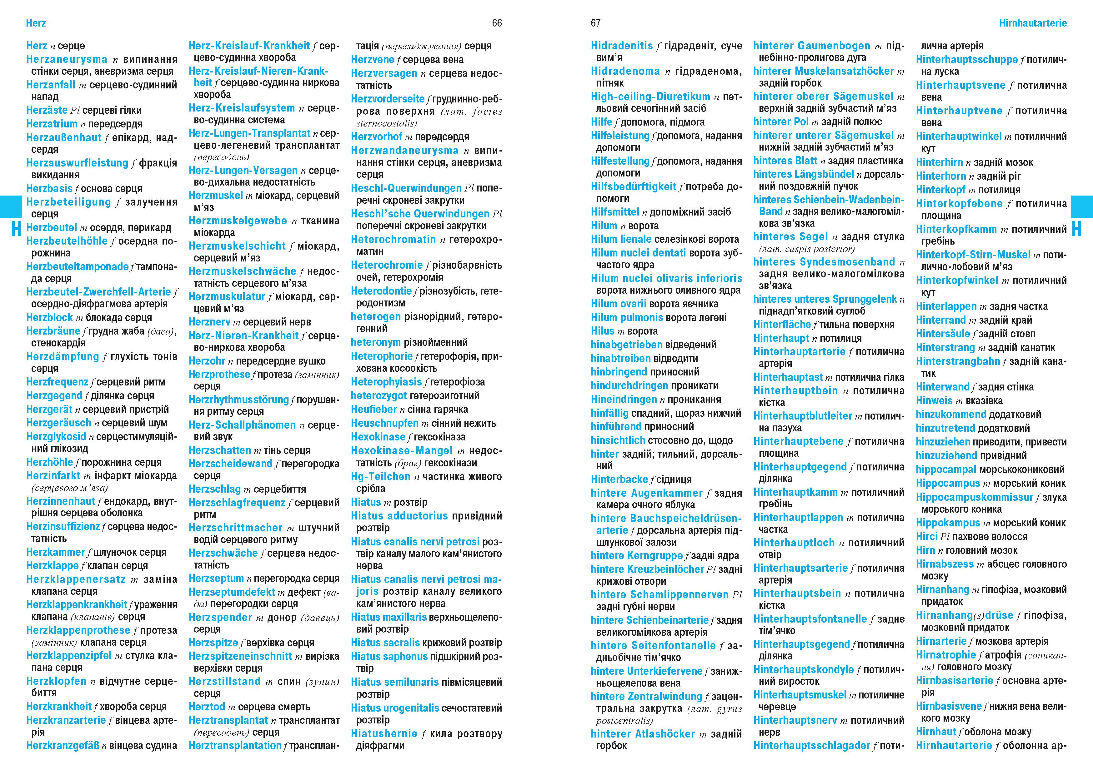Beispielinhalt (Bild) Wörterbuch Medizin Deutsch-Ukrainisch, Ukrainisch-Deutsch mit zweisprachigen Anatomietafeln