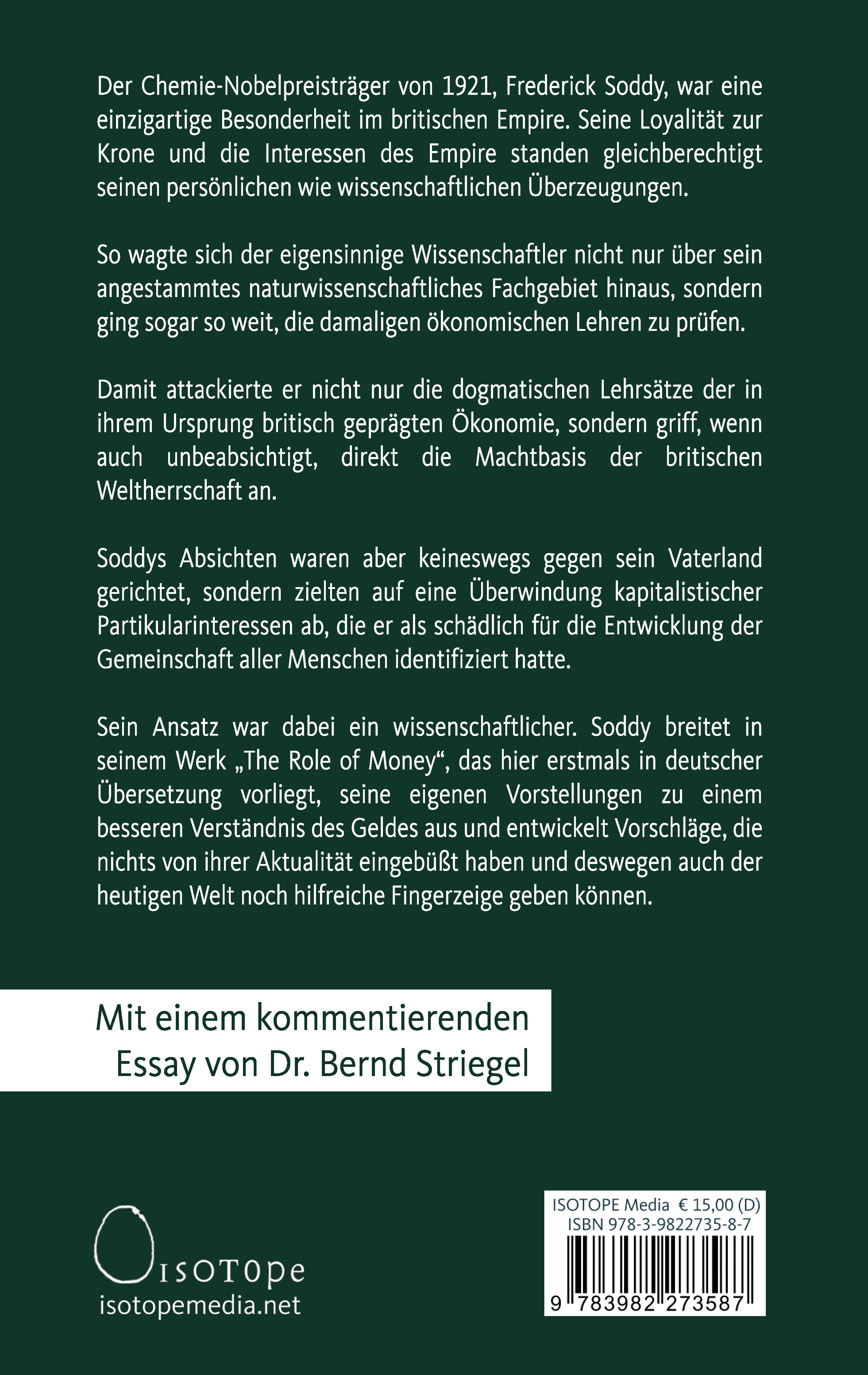 Rückseitencover Vom Sinn des Geldes