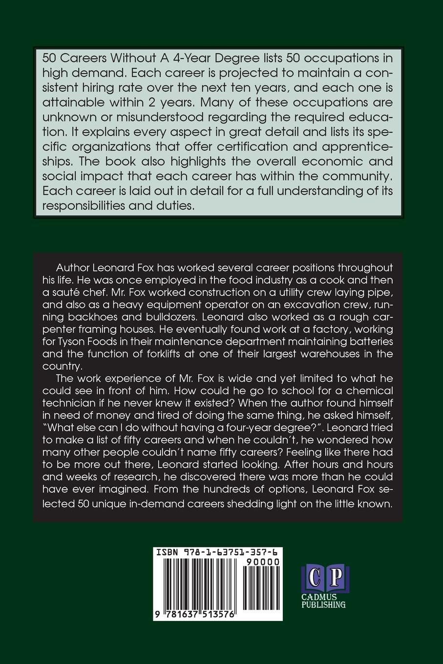Rückseitencover 50 Careers Without a 4 Year Degree