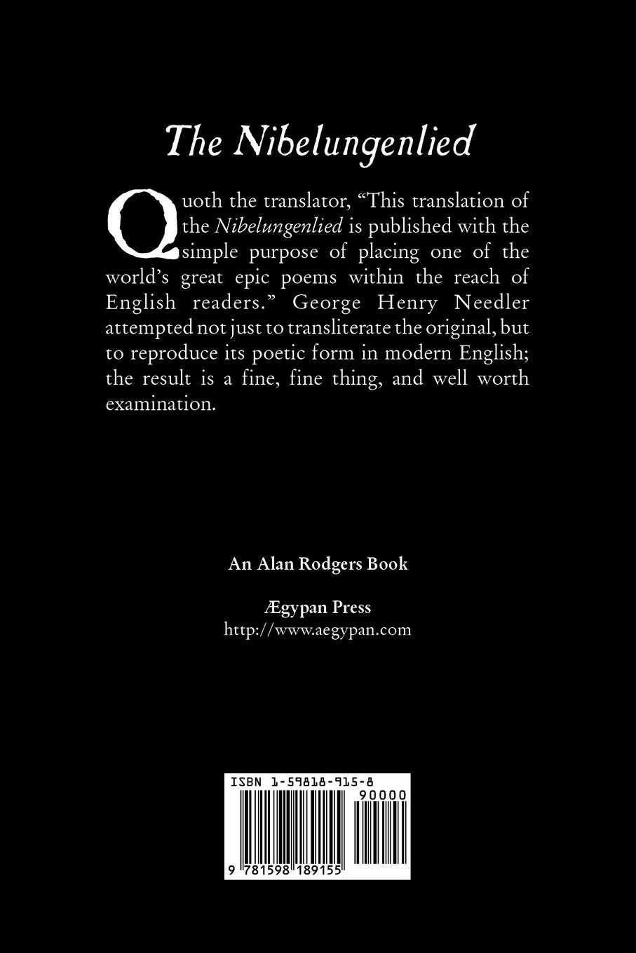 Rückseitencover The Nibelungenlied, Traditional, Fiction, Fairy Tales, Folk Tales, Legends & Mythology