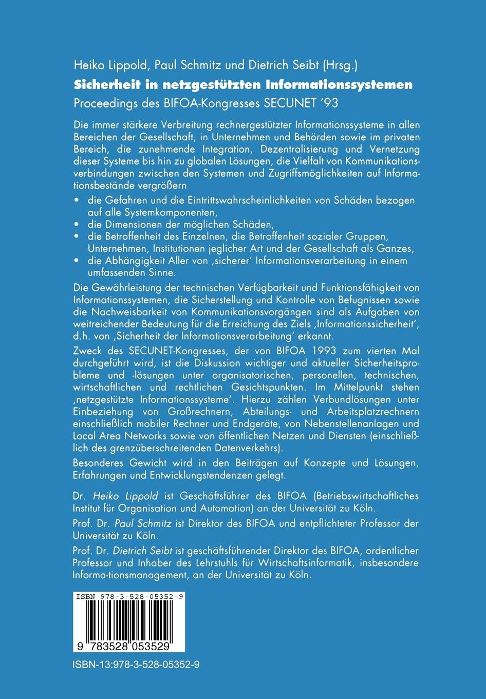 Rückseitencover Sicherheit in netzgestützten Informationssystemen