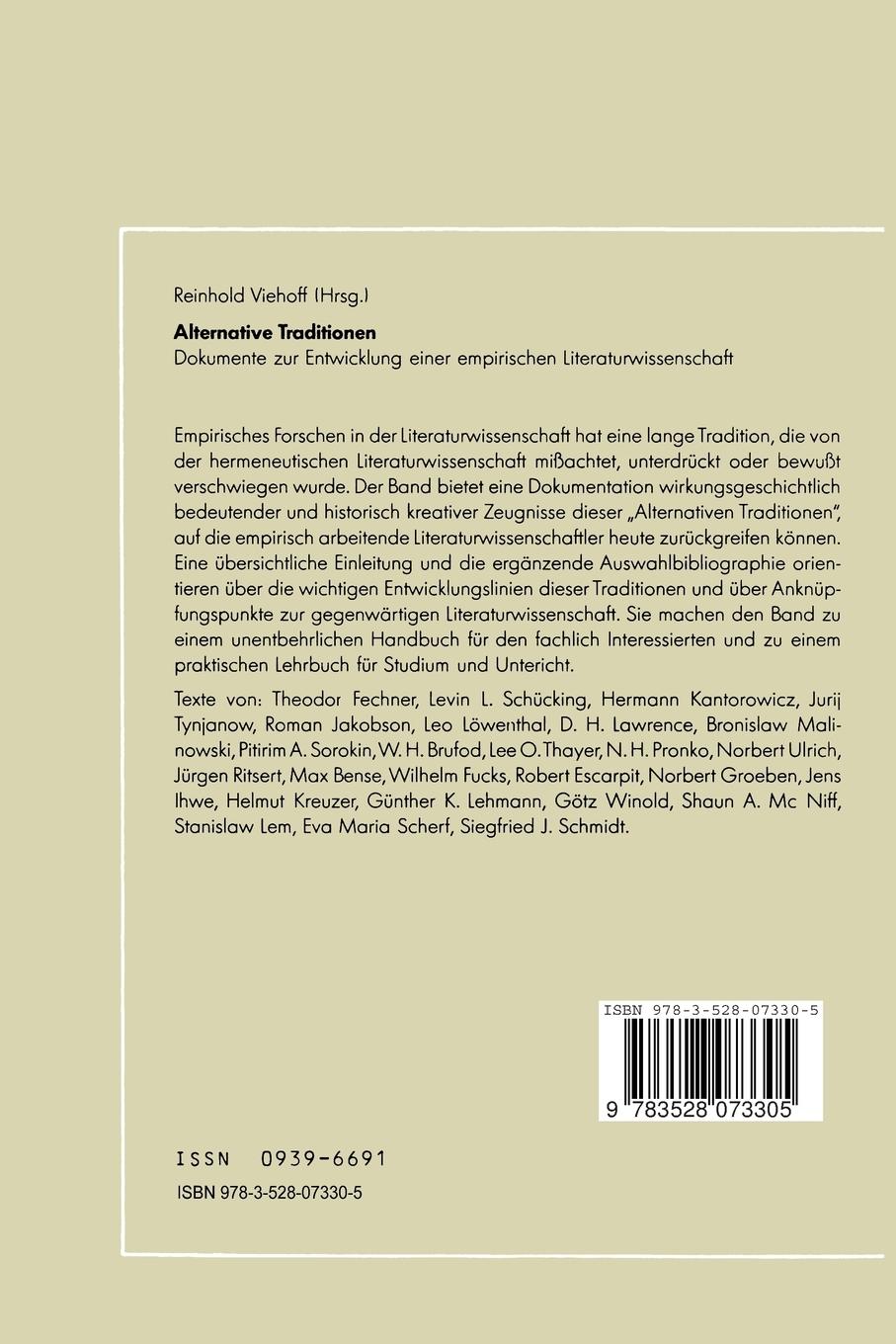 Rückseitencover Alternative Traditionen