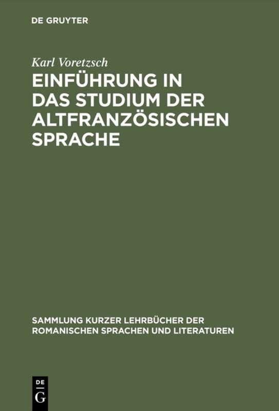 Vorderes Coverbild Einführung in das Studium der altfranzösischen Sprache