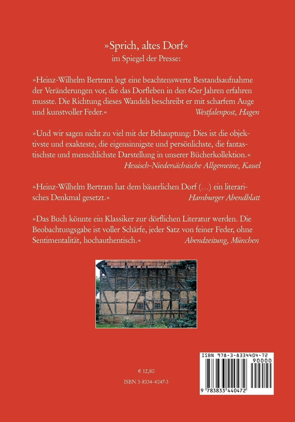 Rückseitencover Sprich, altes Dorf