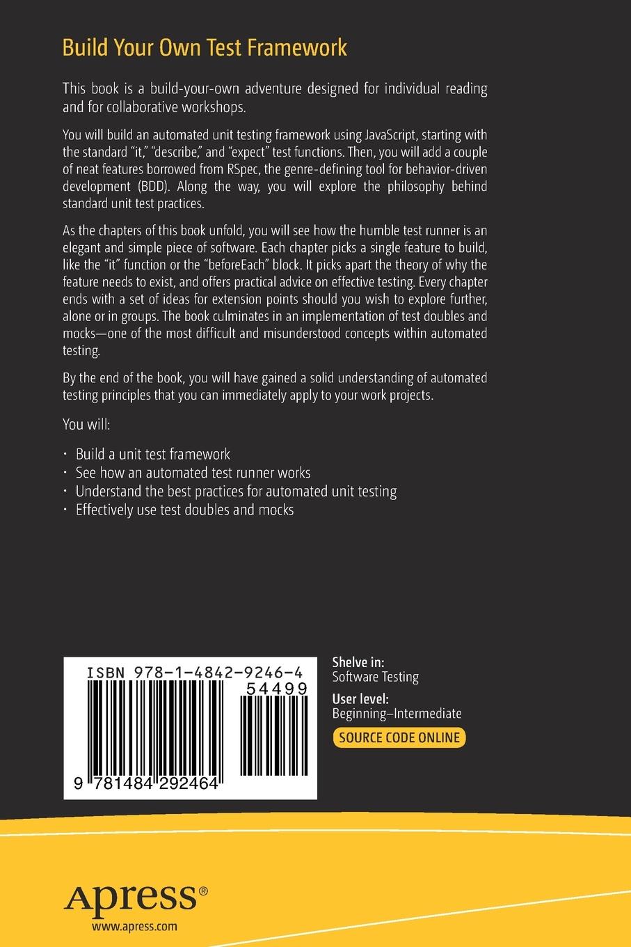 Rückseitencover Build Your Own Test Framework