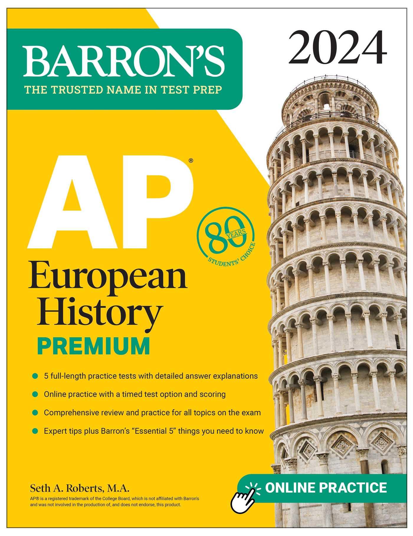Vorderes Coverbild AP European History Premium, 2024: 5 Practice Tests + Comprehensive Review + Online Practice
