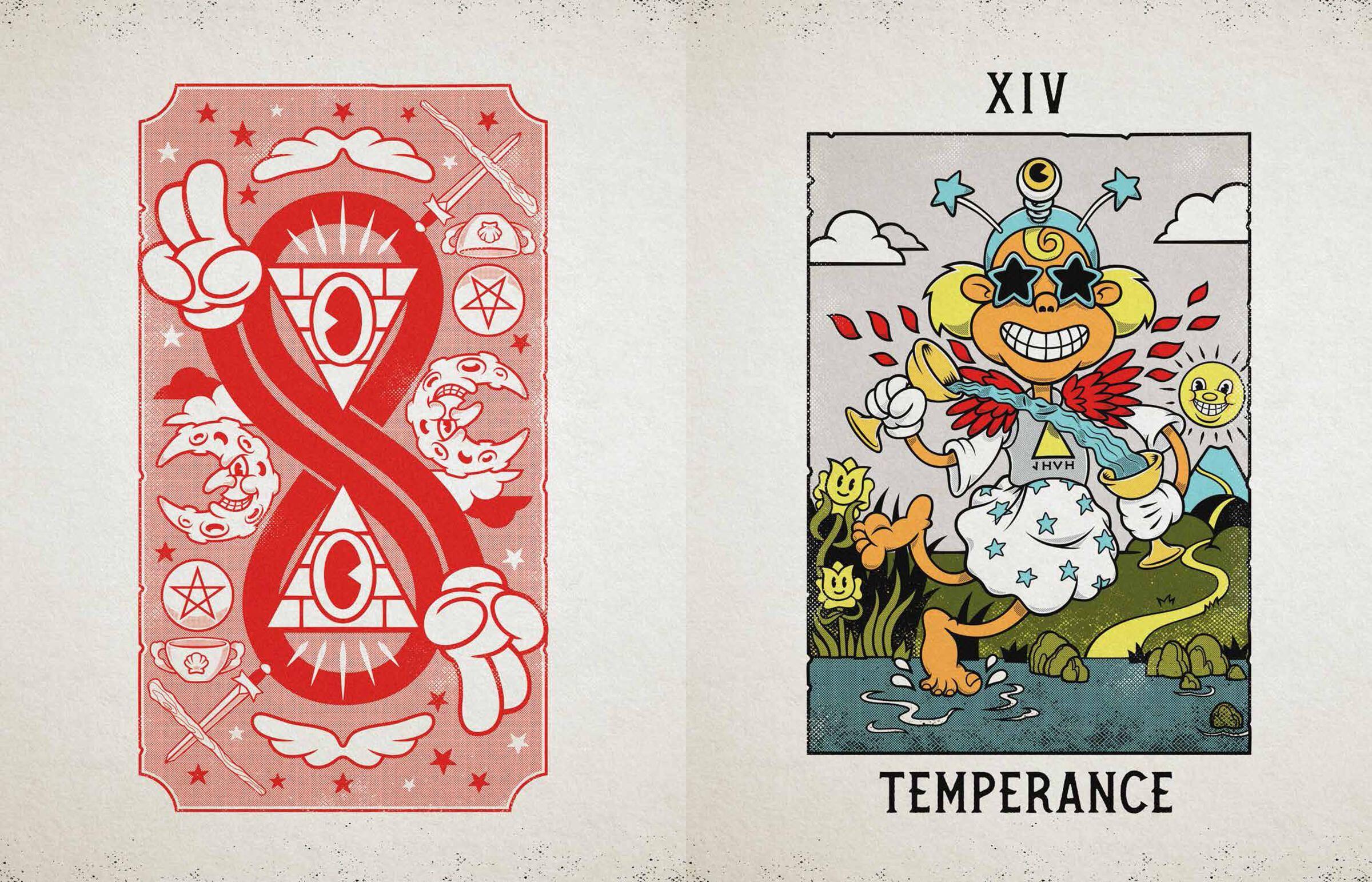 Beispielinhalt (Bild) Mystical Medleys: A Vintage Cartoon Tarot Poster Book