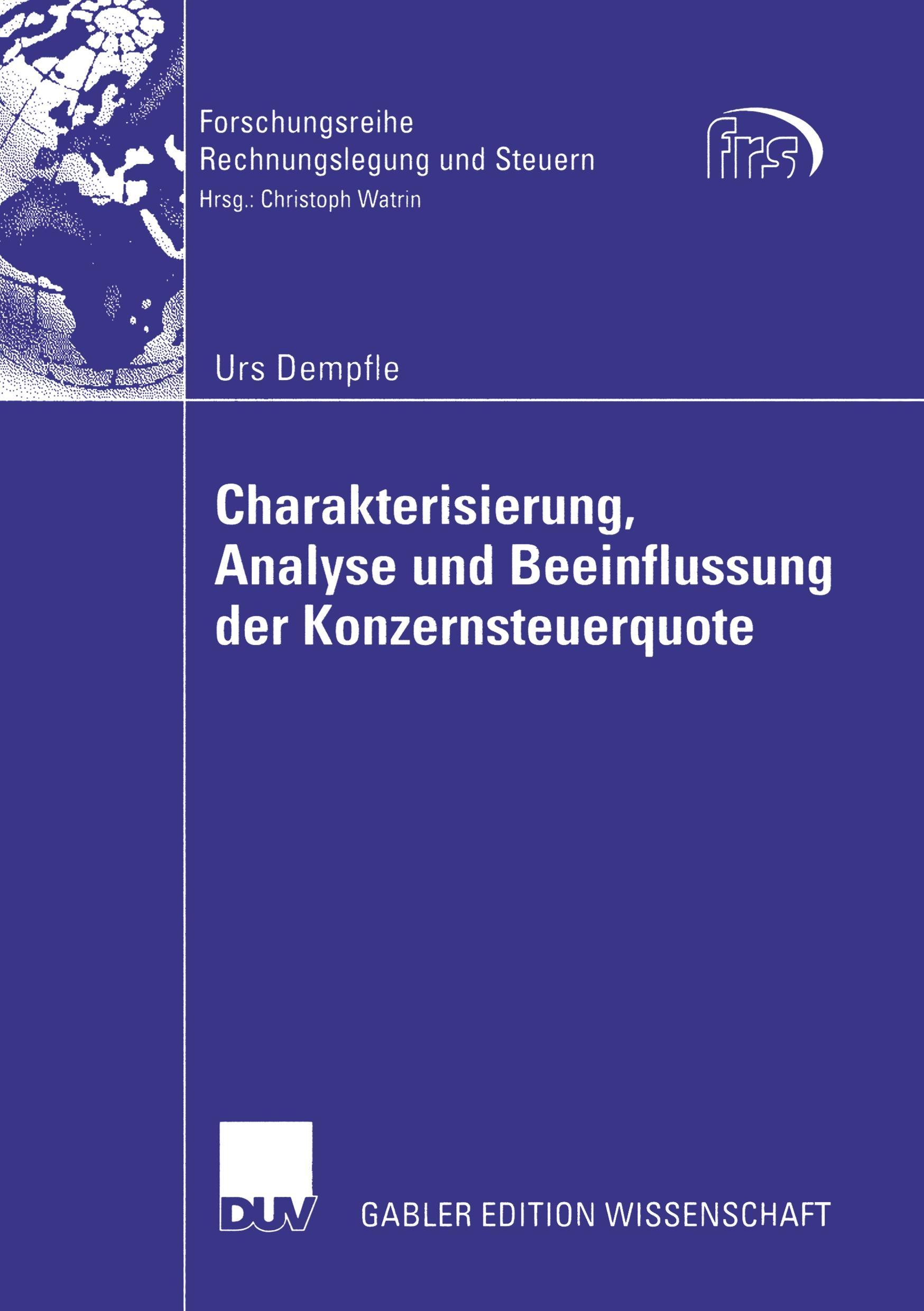 Vorderes Coverbild Charakterisierung, Analyse und Beeinflussung der Konzernsteuerquote