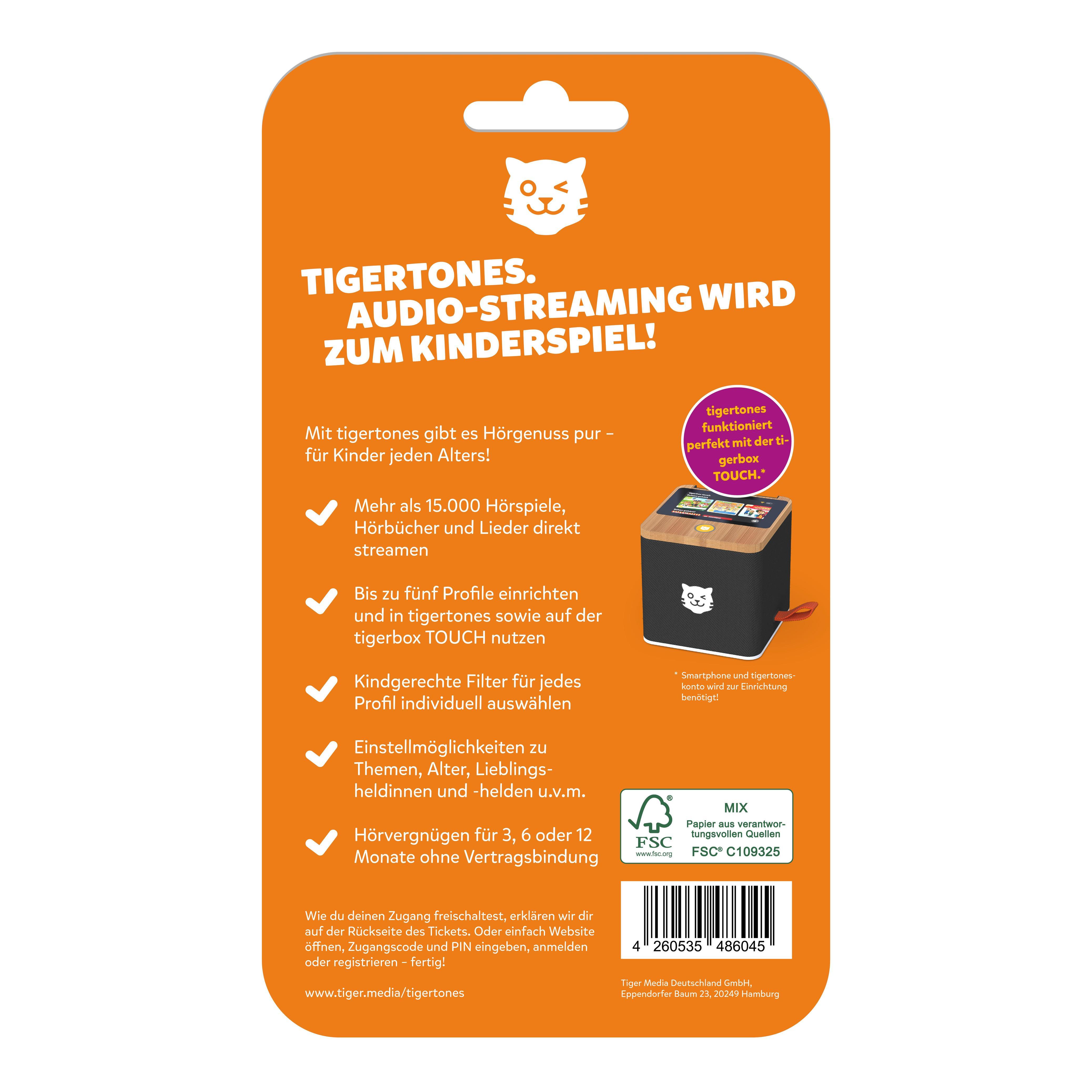 Beispielinhalt (Bild) tigermedia tigertones-Ticket NEU 6 Monate Streaming für tigerbox TOUCH