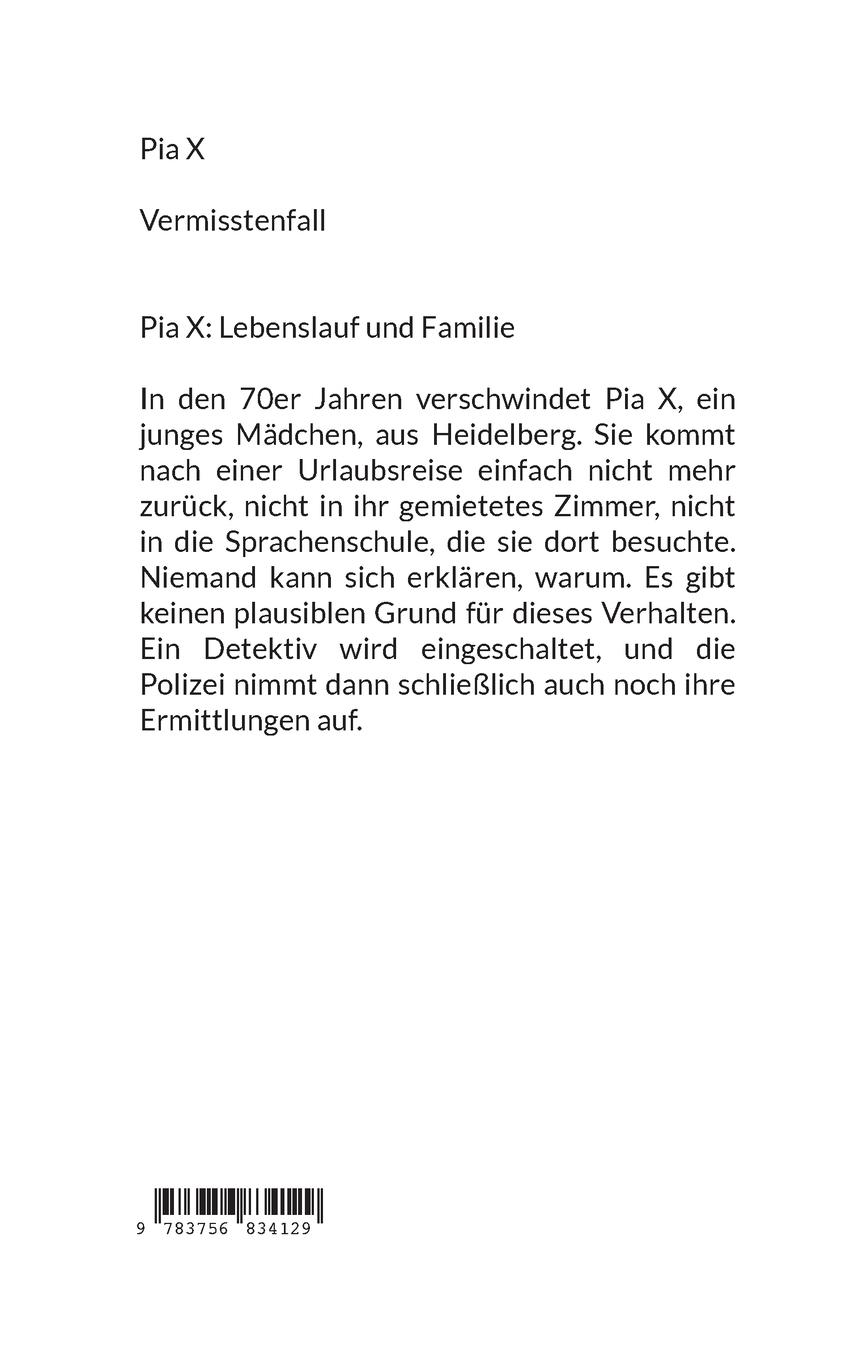 Rückseitencover Pia X