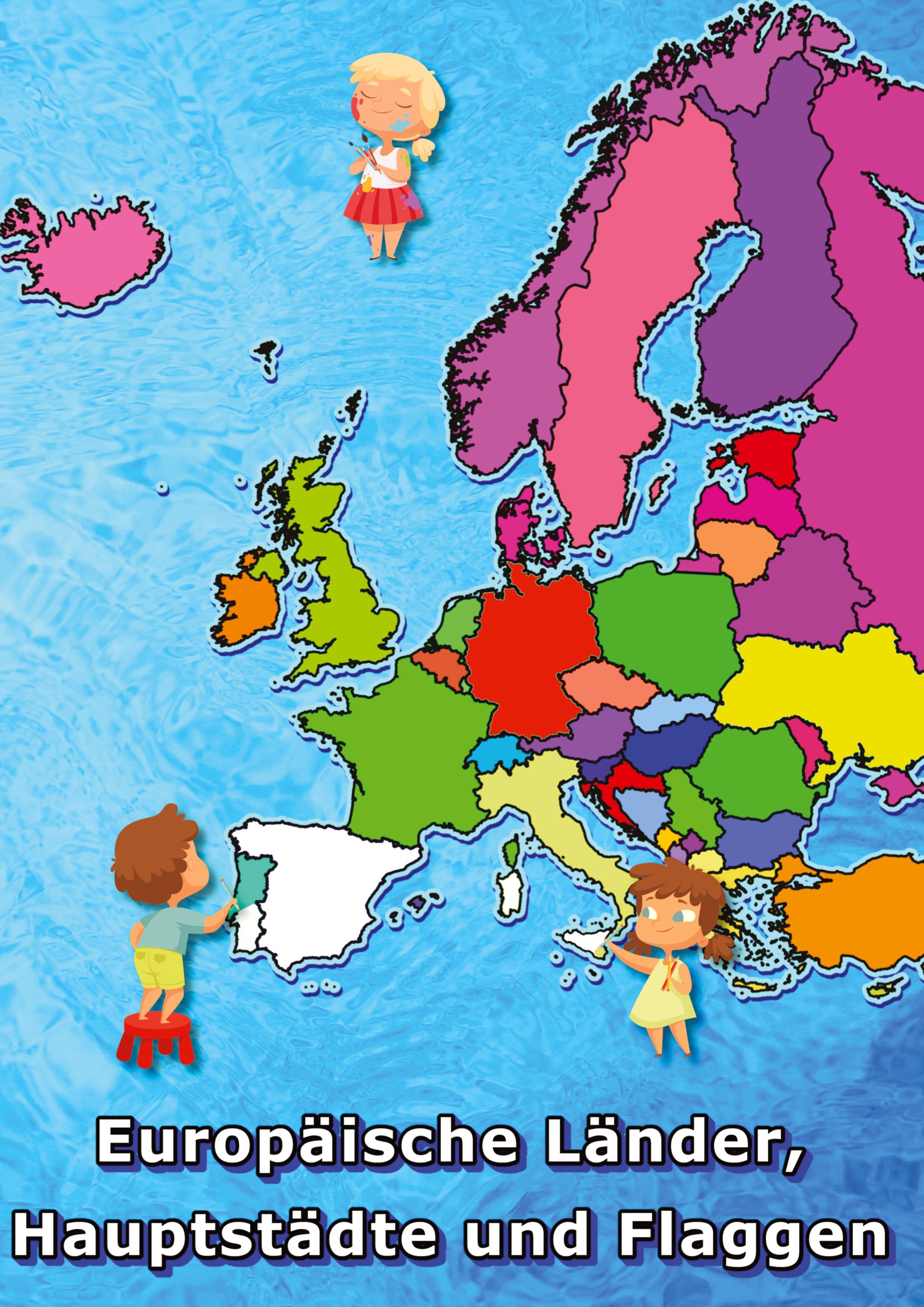 Vorderes Coverbild Europäische Länder, Hauptstädte und Flaggen malen und lernen