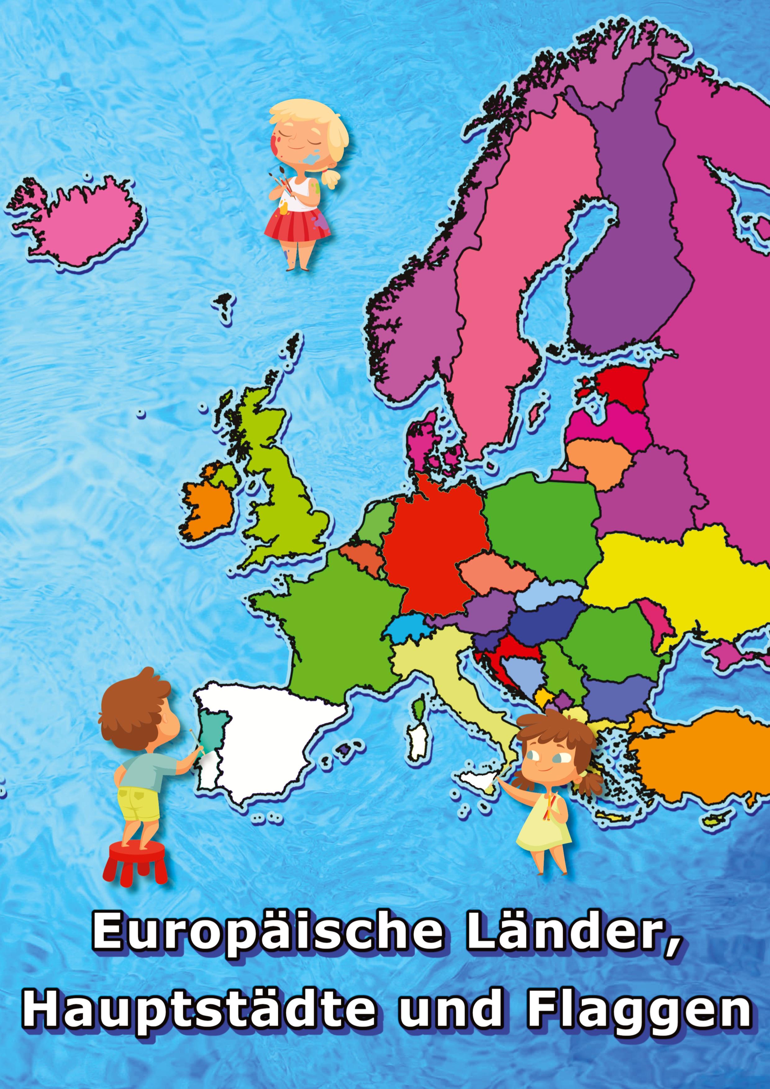 Vorderes Coverbild Europäische Länder, Hauptstädte und Flaggen malen und lernen