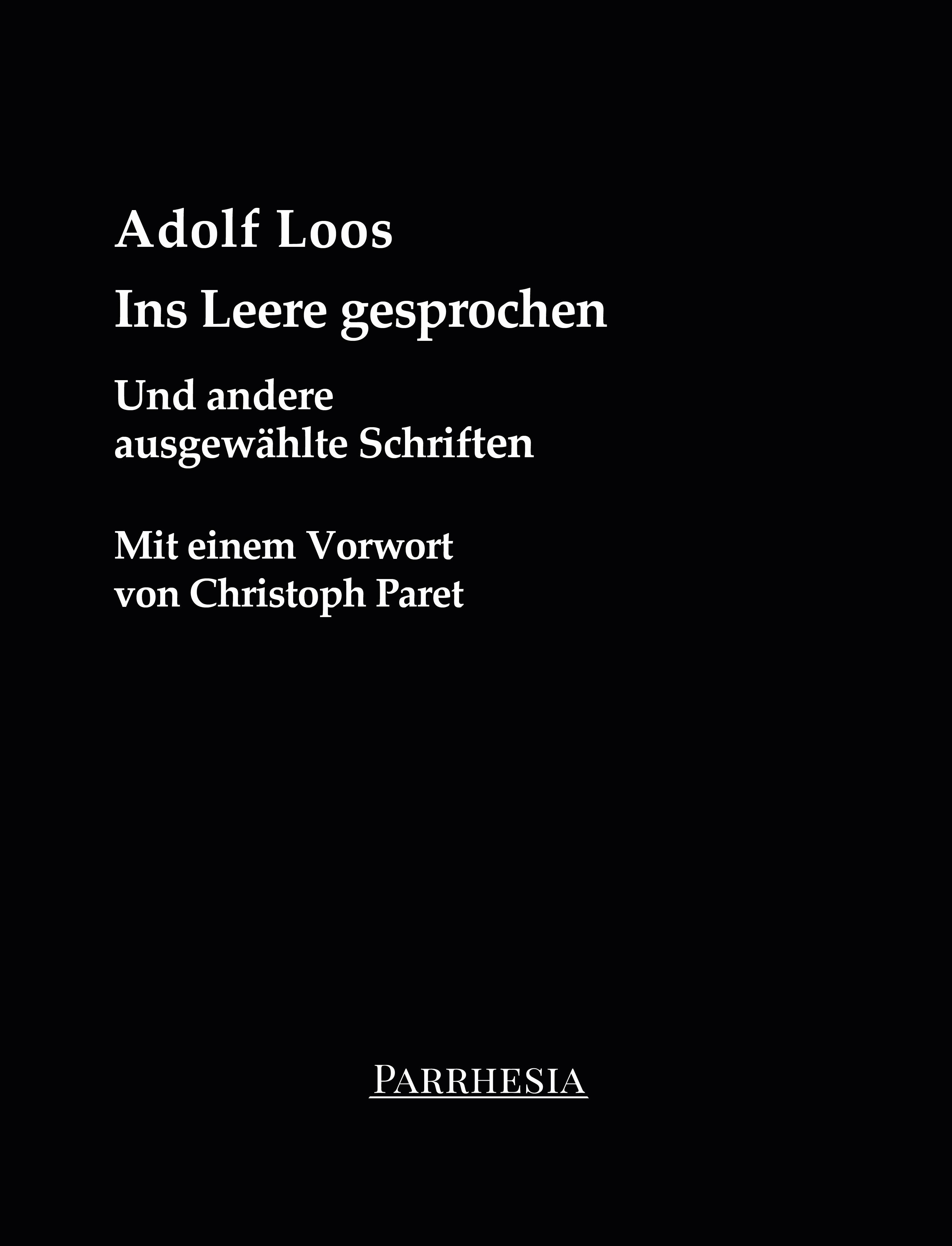 Vorderes Coverbild Ins Leere gesprochen