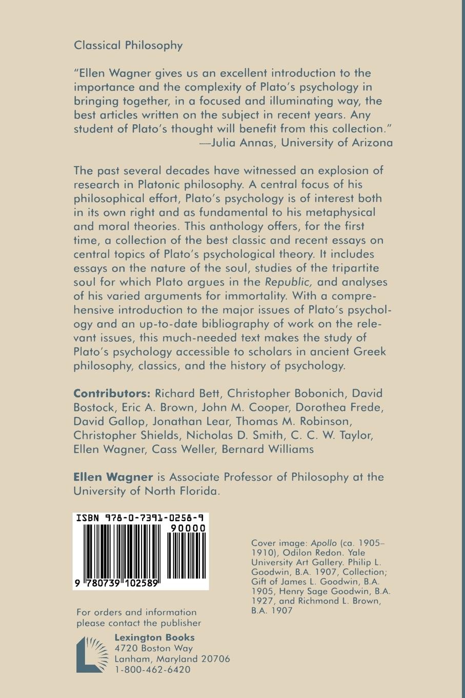 Rückseitencover Essays on Plato's Psychology