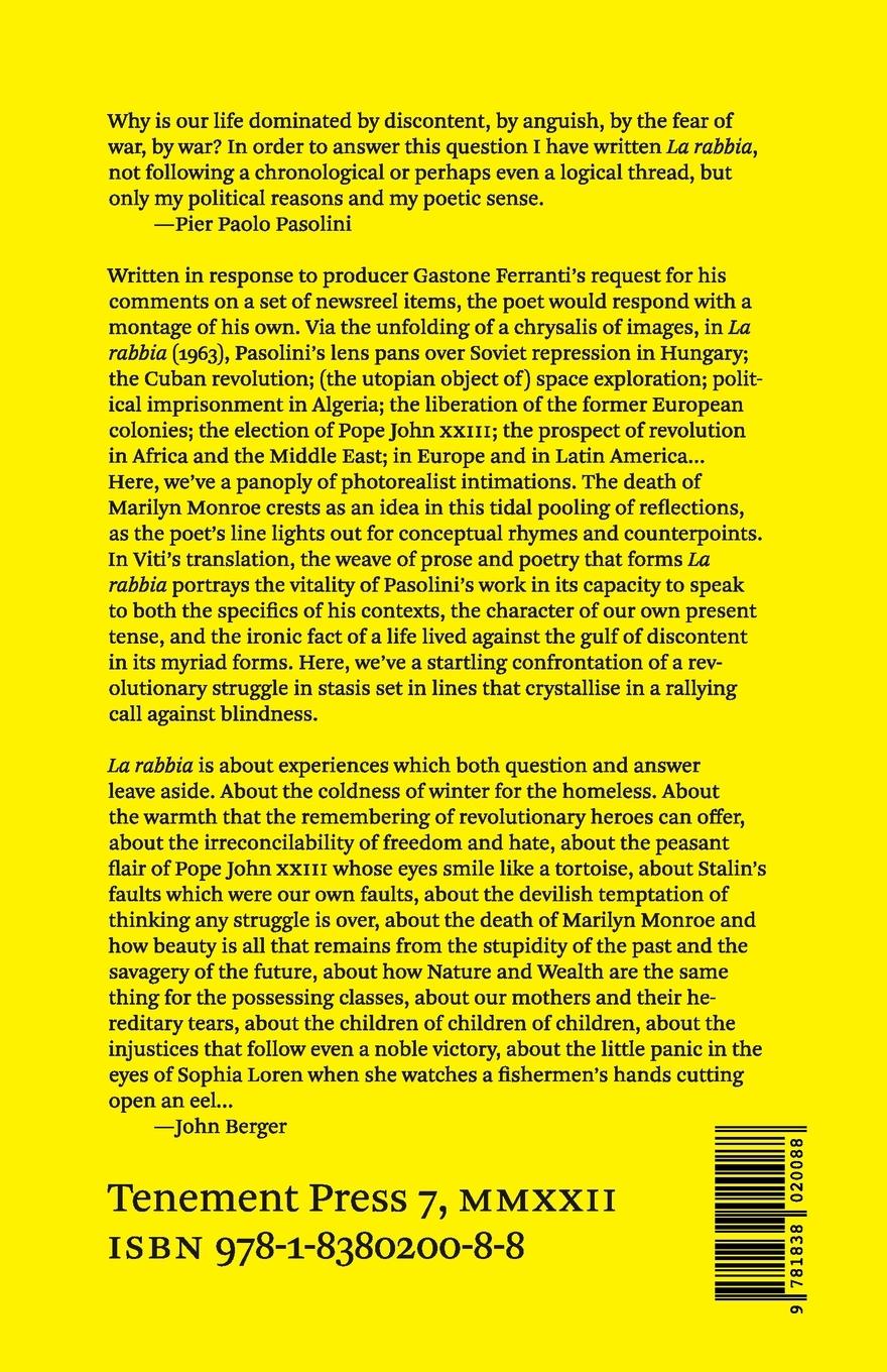 Rückseitencover La rabbia / Anger