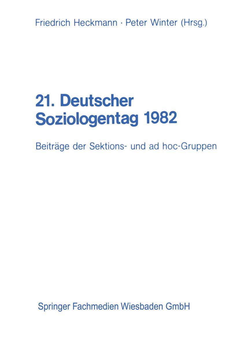 Vorderes Coverbild 21. Deutscher Soziologentag 1982