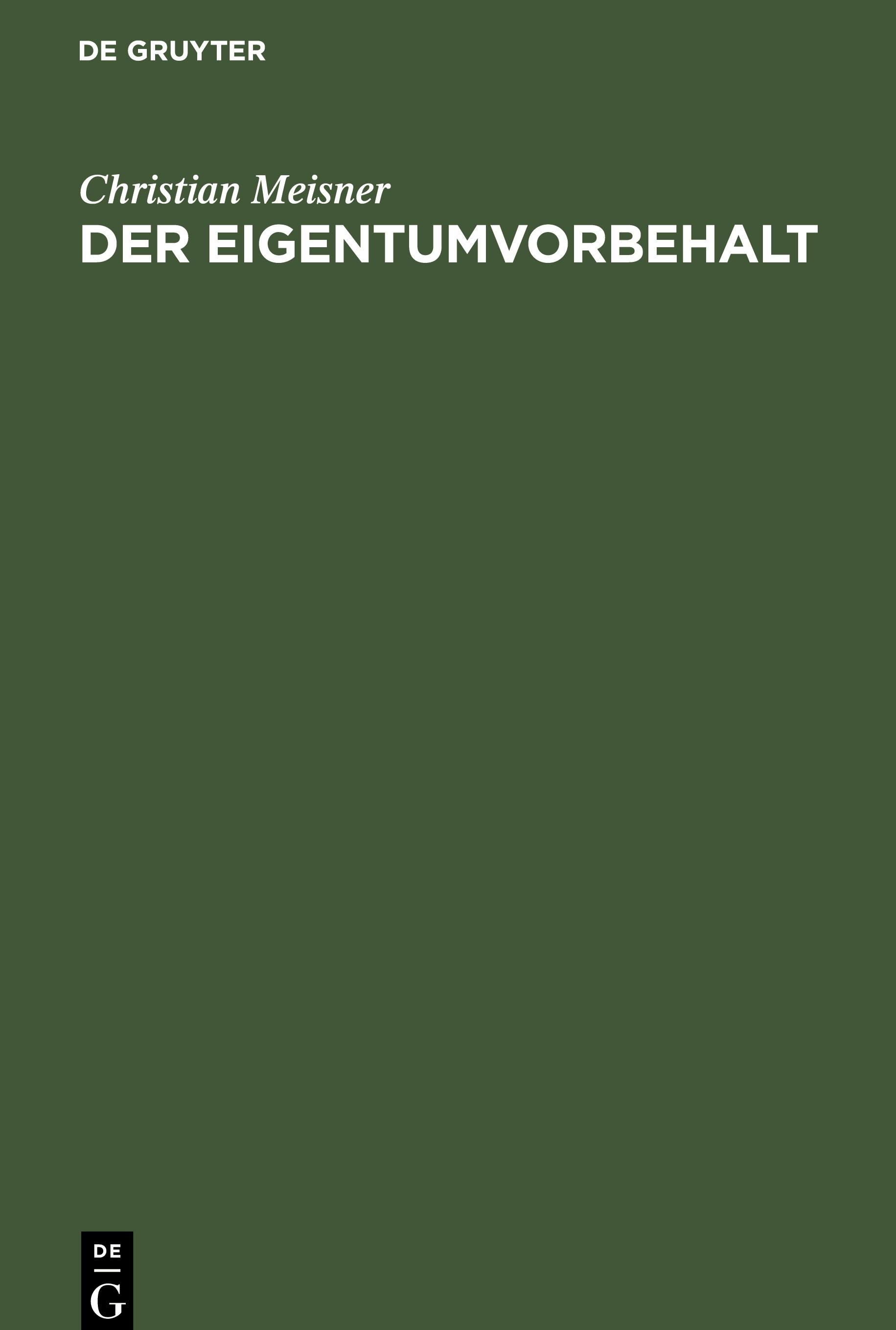 Vorderes Coverbild Der Eigentumvorbehalt