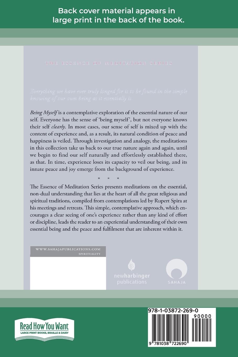 Rückseitencover Being Myself (Large Print 16 Pt Edition)