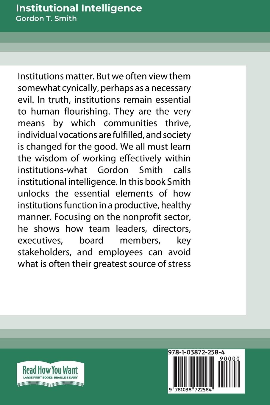 Rückseitencover Institutional Intelligence