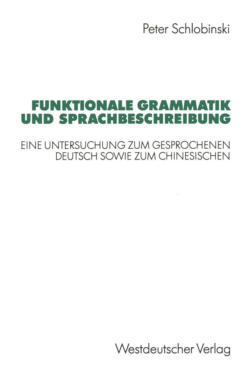 Vorderes Coverbild Funktionale Grammatik und Sprachbeschreibung